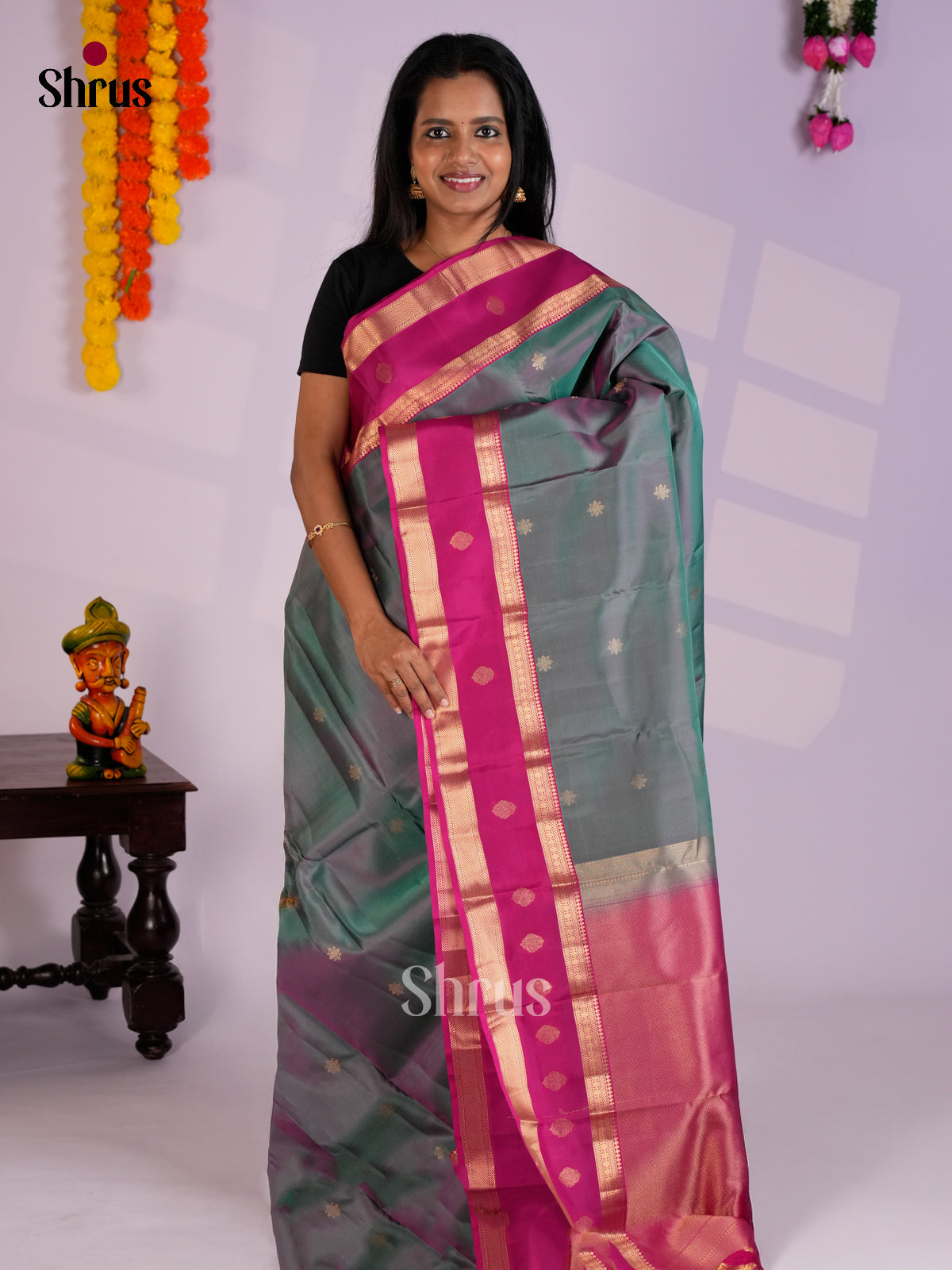 EAS08343 - Kanchipuram-halfpure Saree - Shop on Shrus.com