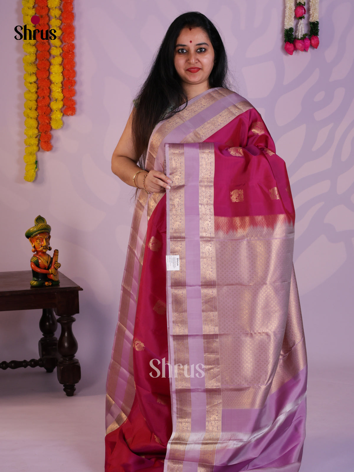 Purple & Lavender - Kanchipuram-halfpure Saree- EAS08346 - Shop on Shrus.com