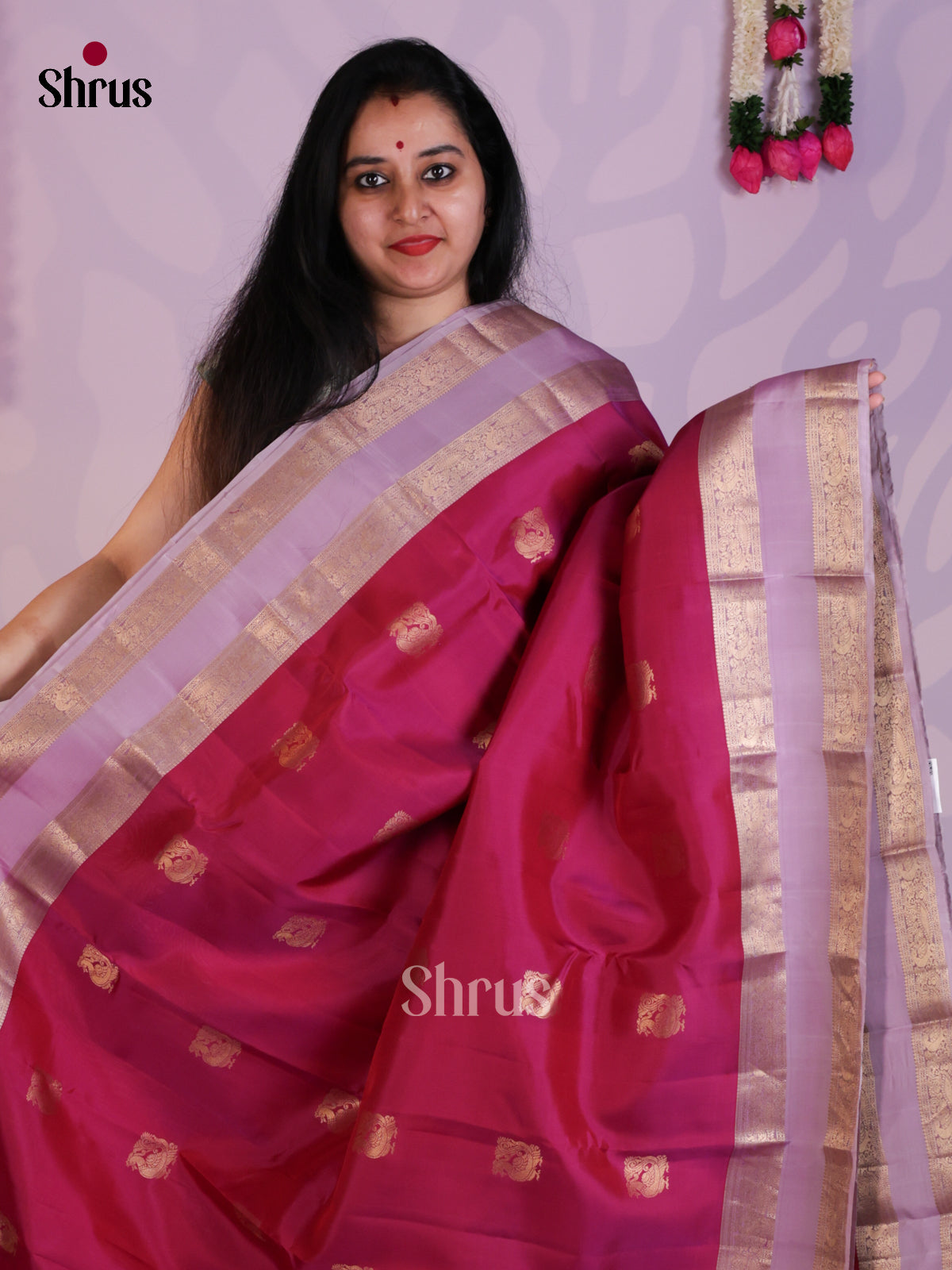 Purple & Lavender - Kanchipuram-halfpure Saree- EAS08346 - Shop on Shrus.com