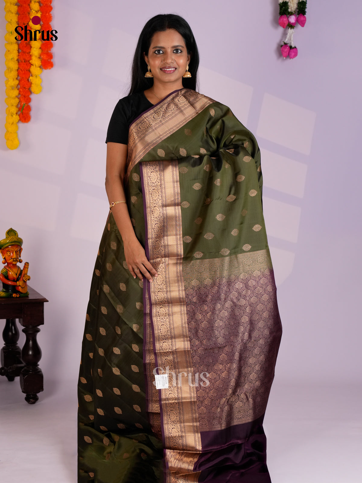 EAS09026 - Kanchipuram-halfpure Saree - Shop on Shrus.com