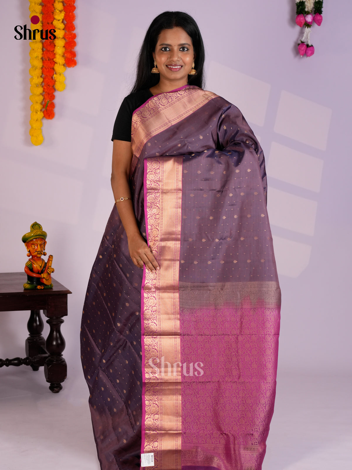 EAS09030 - Kanchipuram-halfpure Saree - Shop on Shrus.com