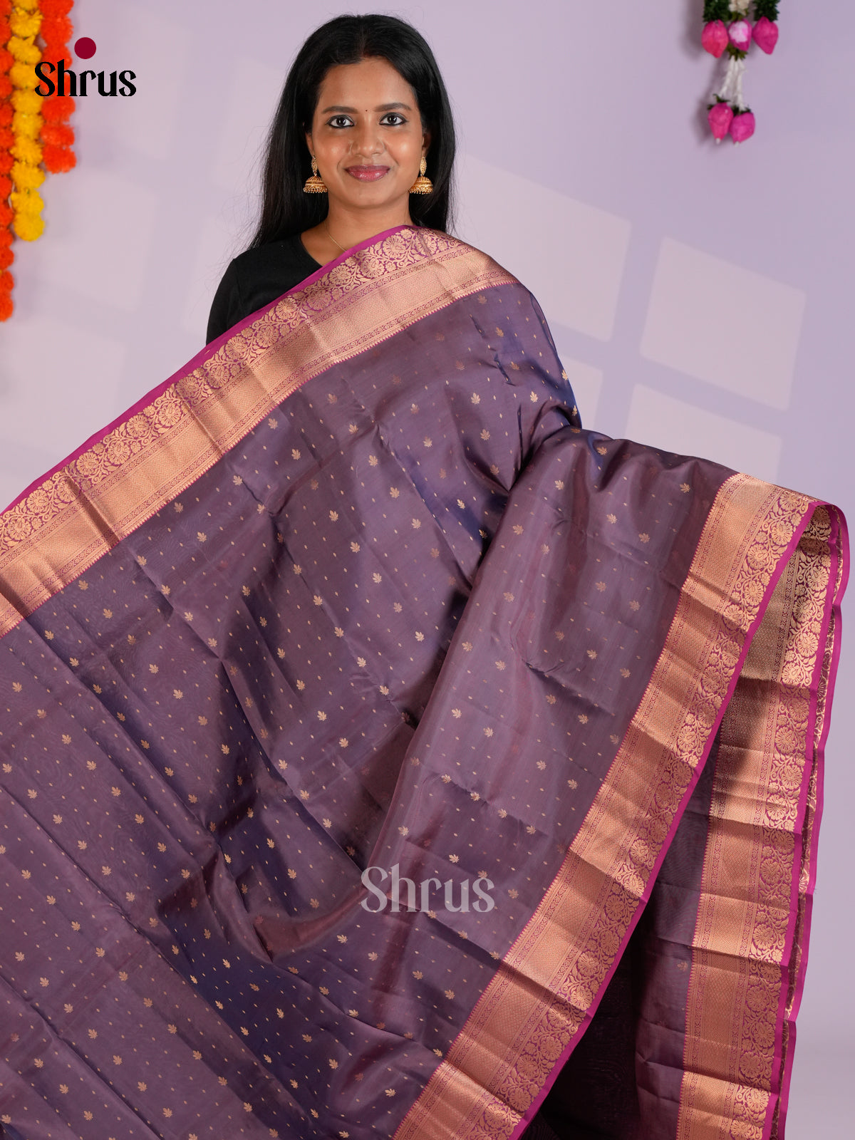 EAS09030 - Kanchipuram-halfpure Saree - Shop on Shrus.com