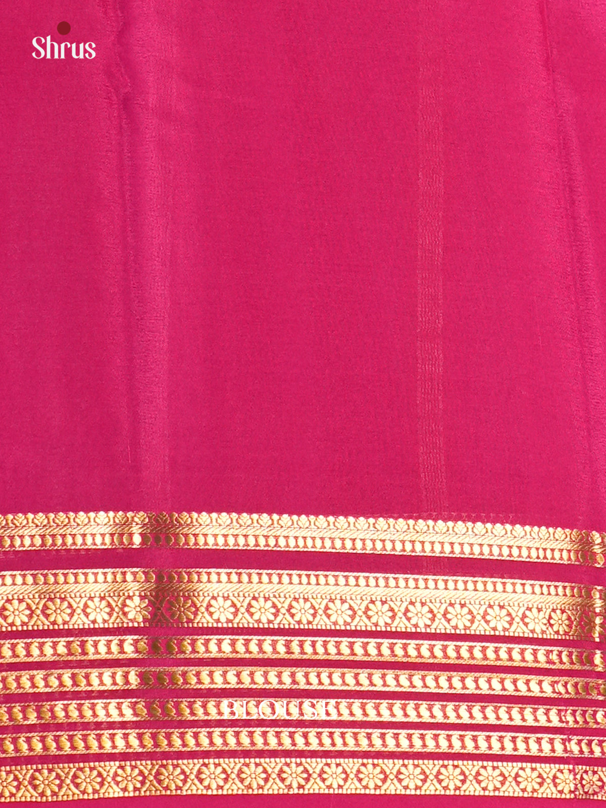 Classy Green & Pink Mysore Silk Saree with contrast zari striped border- EAS09119