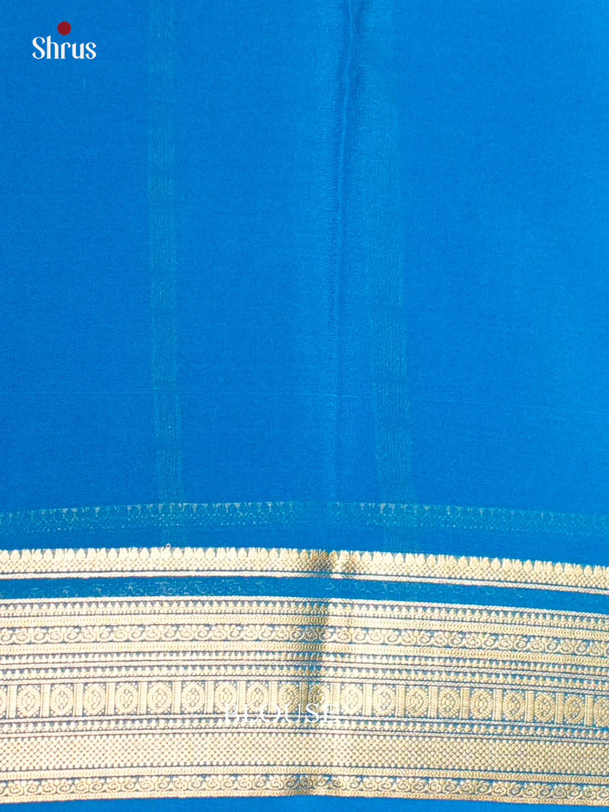Vibrant Blue Mysore Silk Saree with contrast gold zari border - EAS09172 - Shop on Shrus.com