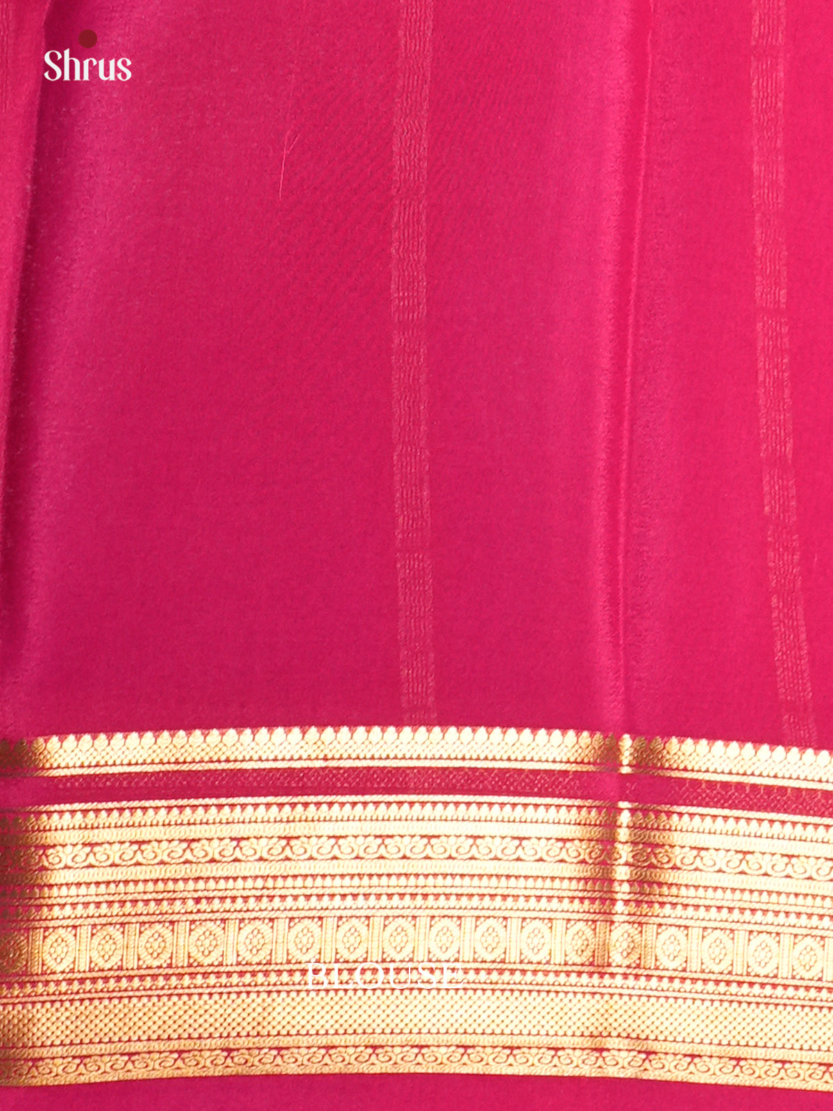 Royal Blue Mysore Silk Saree with contrast pink zari border - EAS09173
