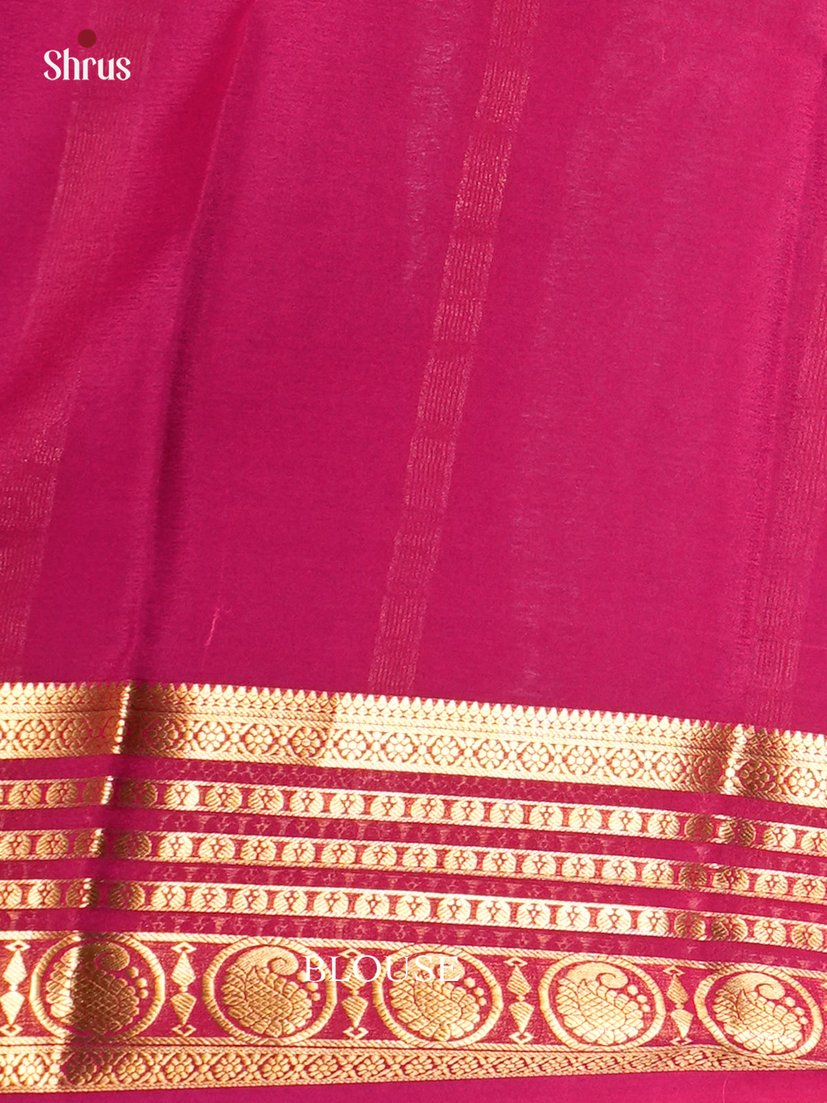 Vibrant Blue Mysore Silk Saree with zari striped Pink border -EAS09196