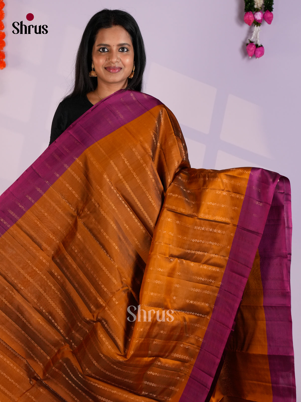 Mustard & Purple - Softsilk-halfpure Saree- EAS10194 - Shop on Shrus.com