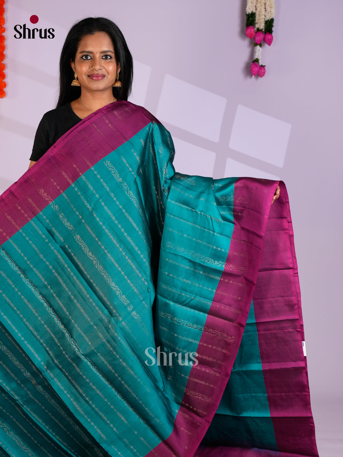 Blue & Purple - Softsilk-halfpure Saree -EAS10197 - Shop on Shrus.com