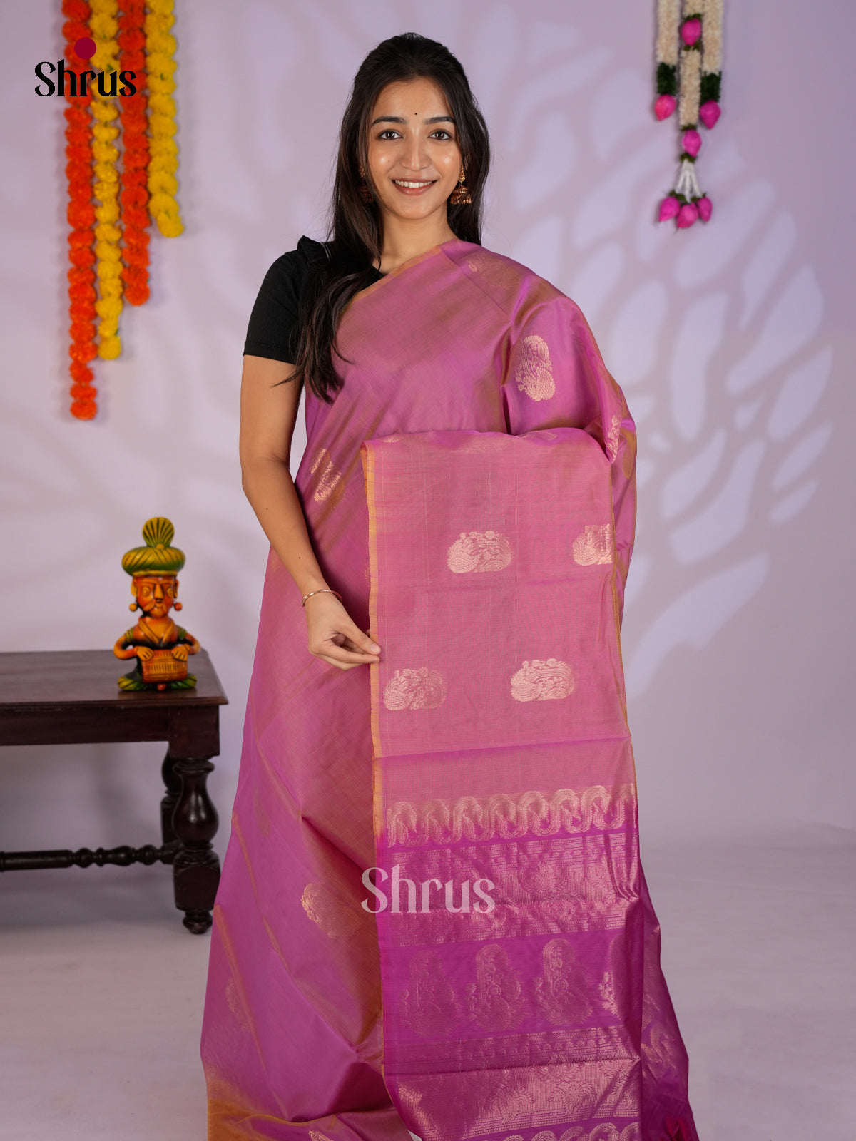 Onion Pink & Purple- Timeless Silk Cotton Saree -EAS12027