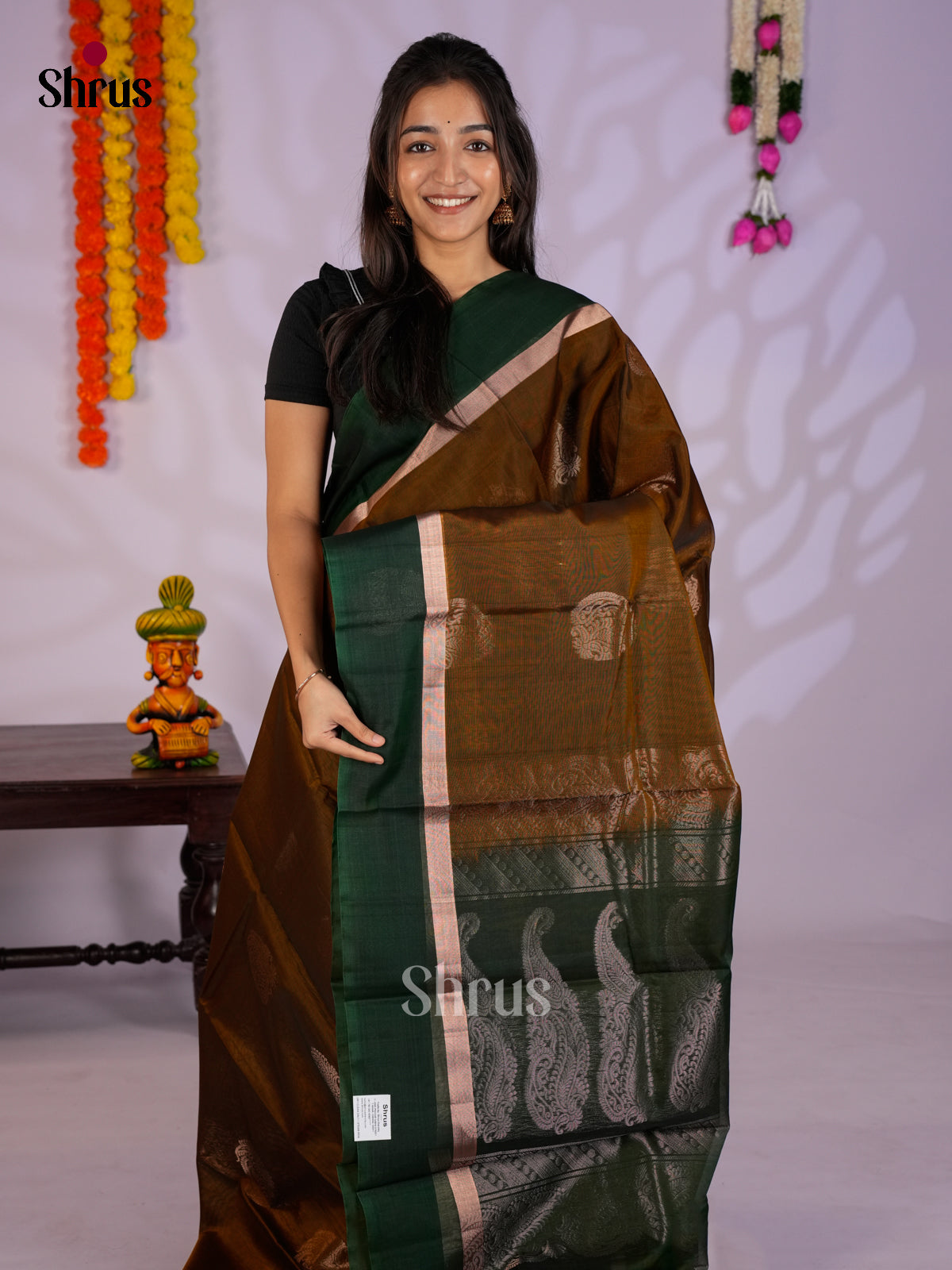 Mehandi & Green- Timeless Silk Cotton Saree -EAS12045