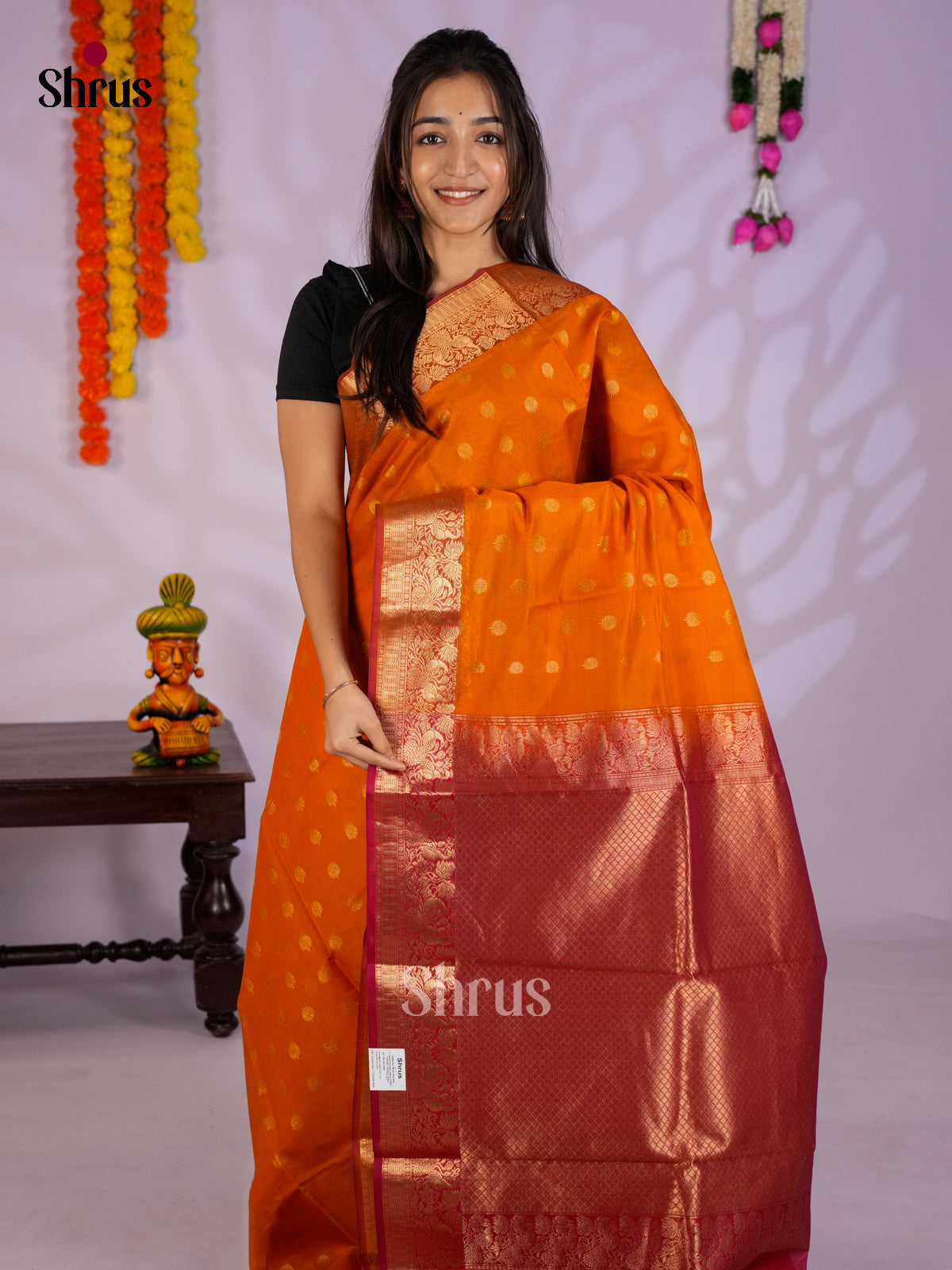Orange & Red - Timeless Silk Cotton Saree-EAS12101
