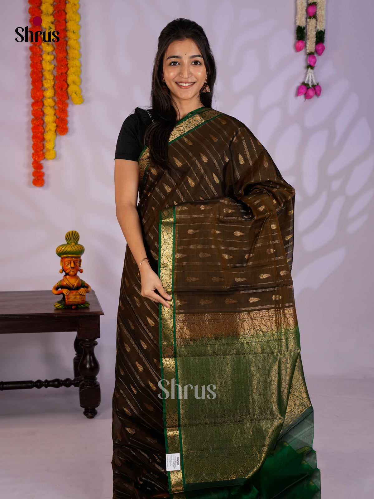 mehandi & Green - Timeless Silk Cotton Saree - EAS12135