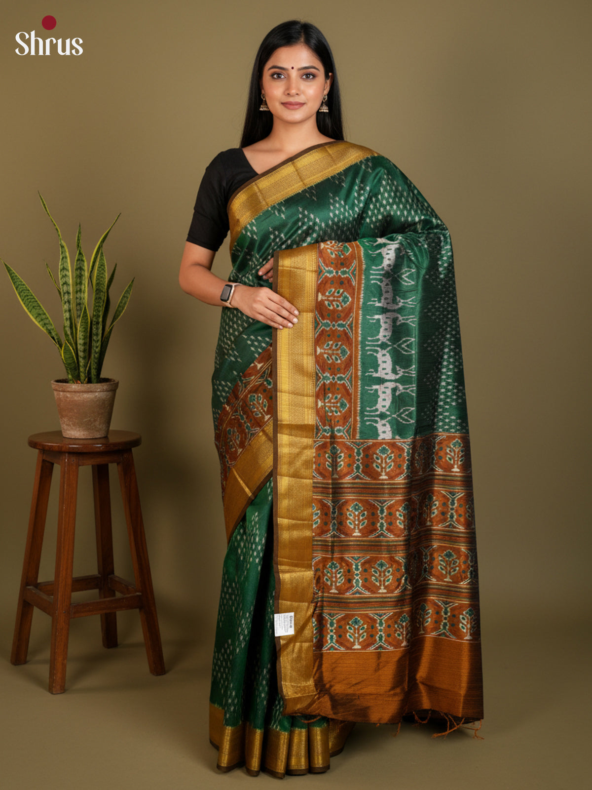 EAS12138 - Semi Patola-Regular Border Saree - Shop on Shrus.com