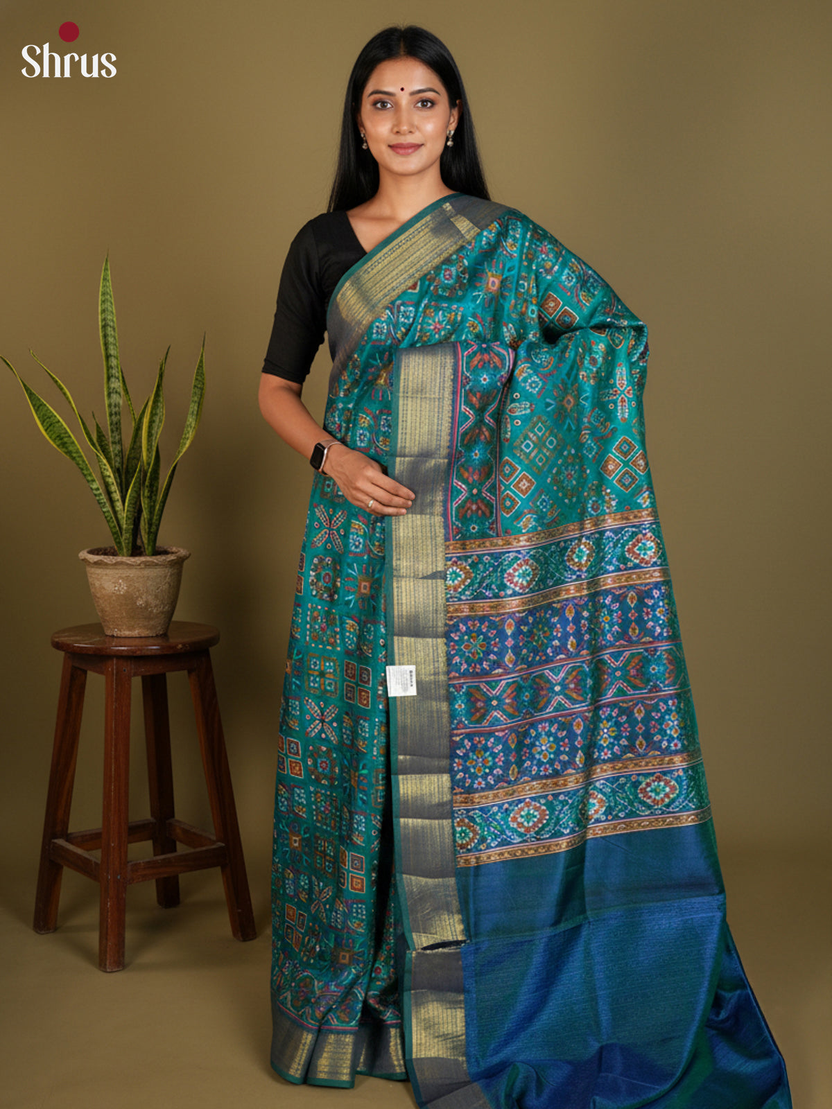EAS12148 - Semi Patola-Regular Border Saree - Shop on Shrus.com