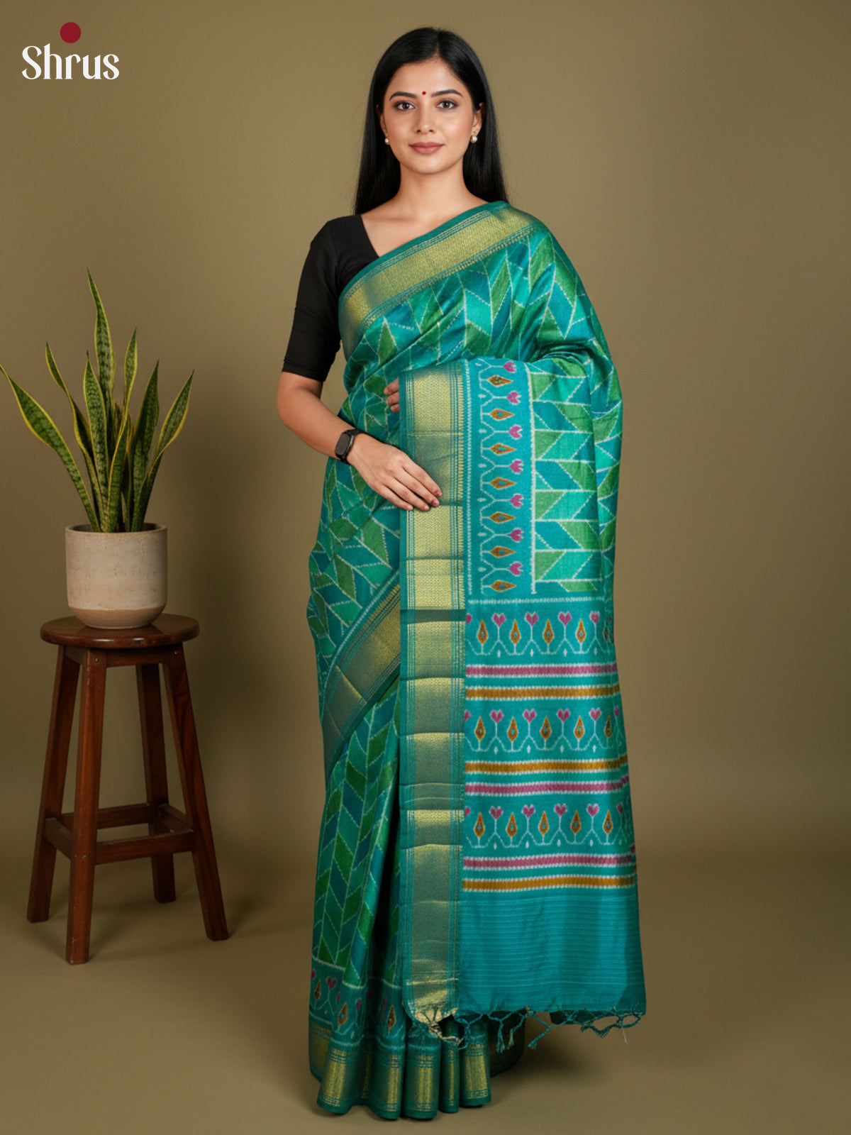 EAS12151 - Semi Patola-Regular Border Saree - Shop on Shrus.com