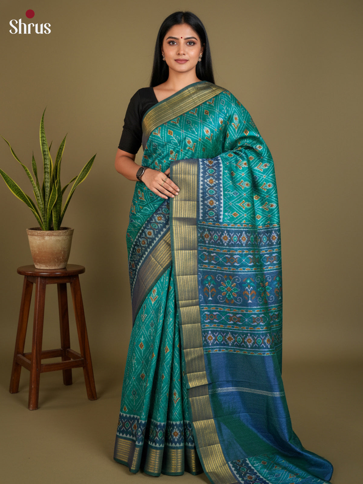 EAS12152 - Semi Patola-Regular Border Saree - Shop on Shrus.com