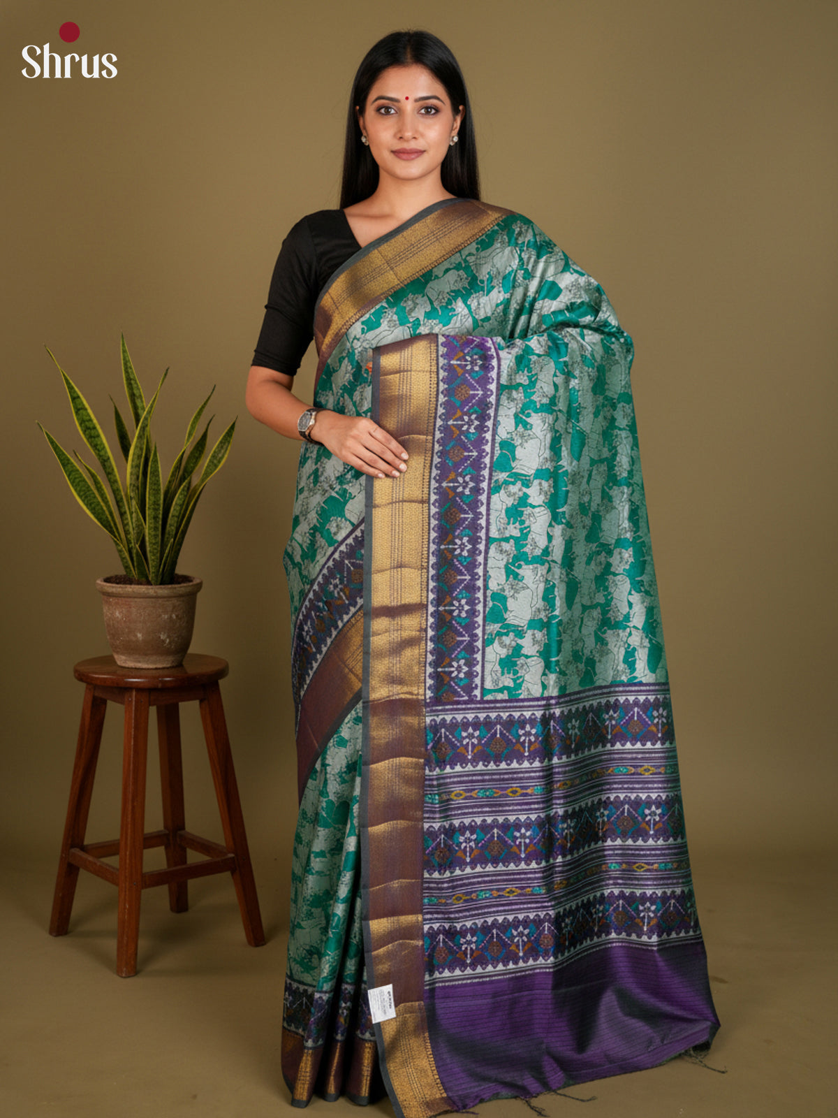 EAS12162 - Semi Patola-Regular Border Saree - Shop on Shrus.com