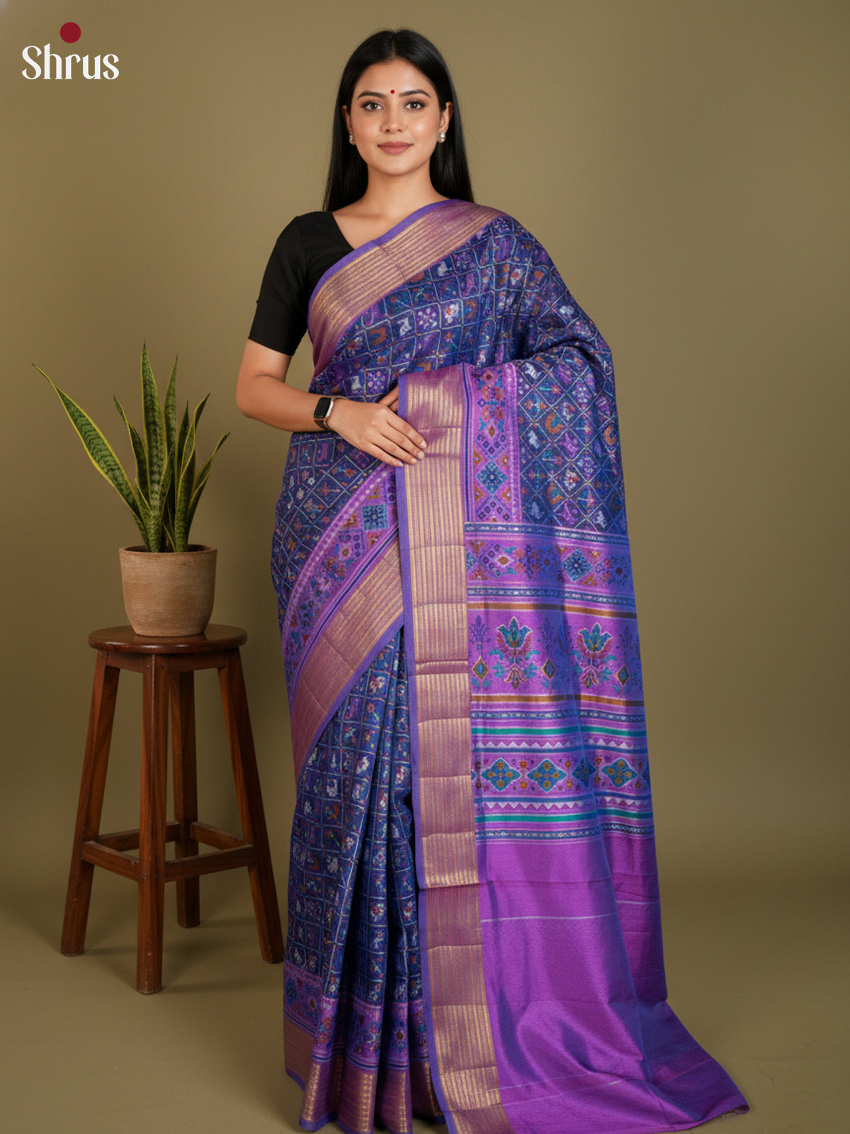 EAS12184 - Semi Patola-Regular Border Saree - Shop on Shrus.com