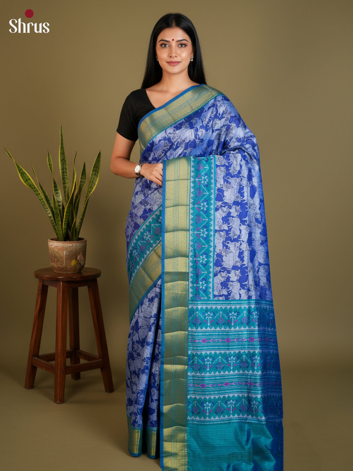 EAS12188 - Semi Patola-Regular Border Saree - Shop on Shrus.com