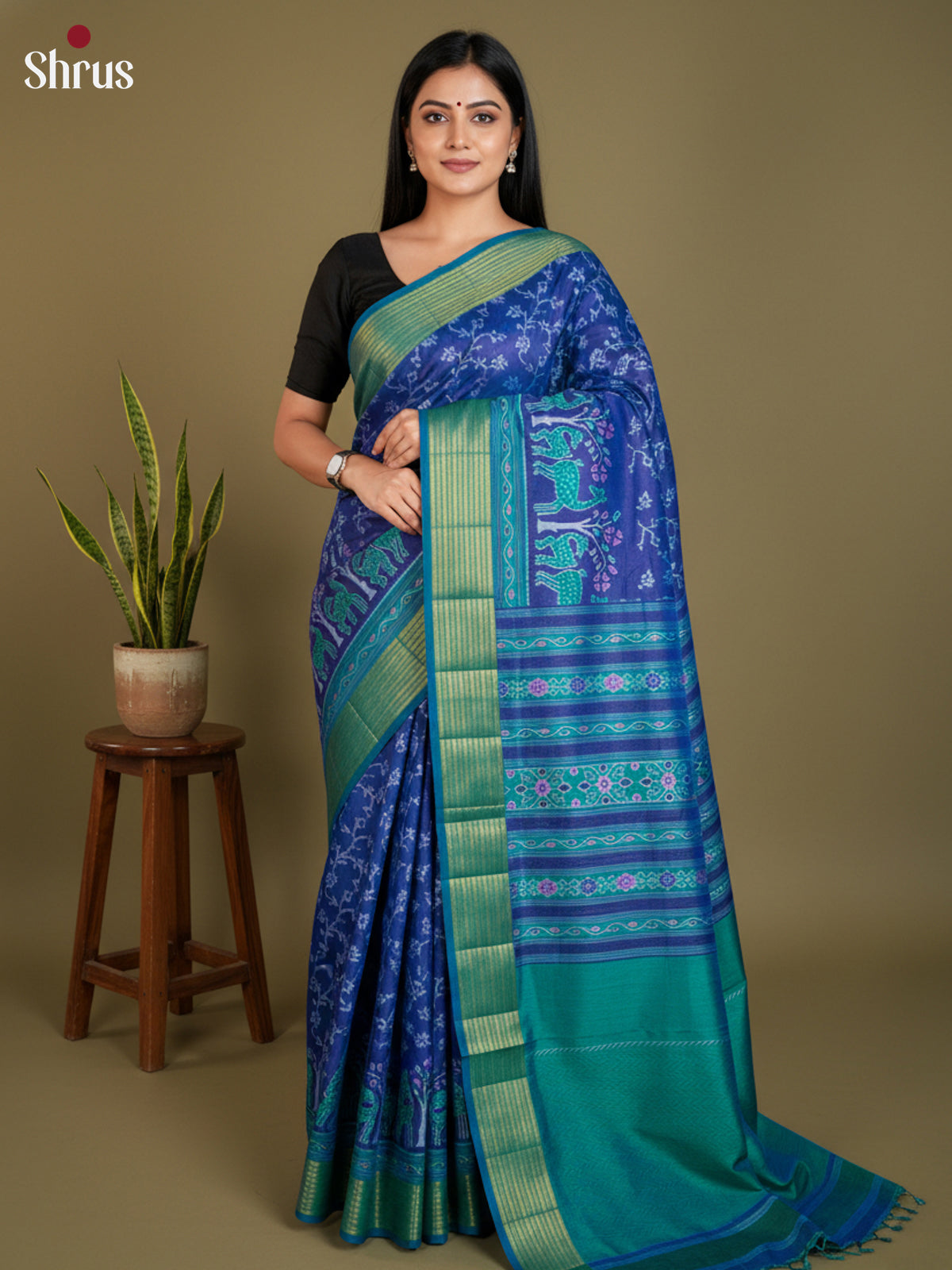 EAS12190 - Semi Patola-Regular Border Saree - Shop on Shrus.com
