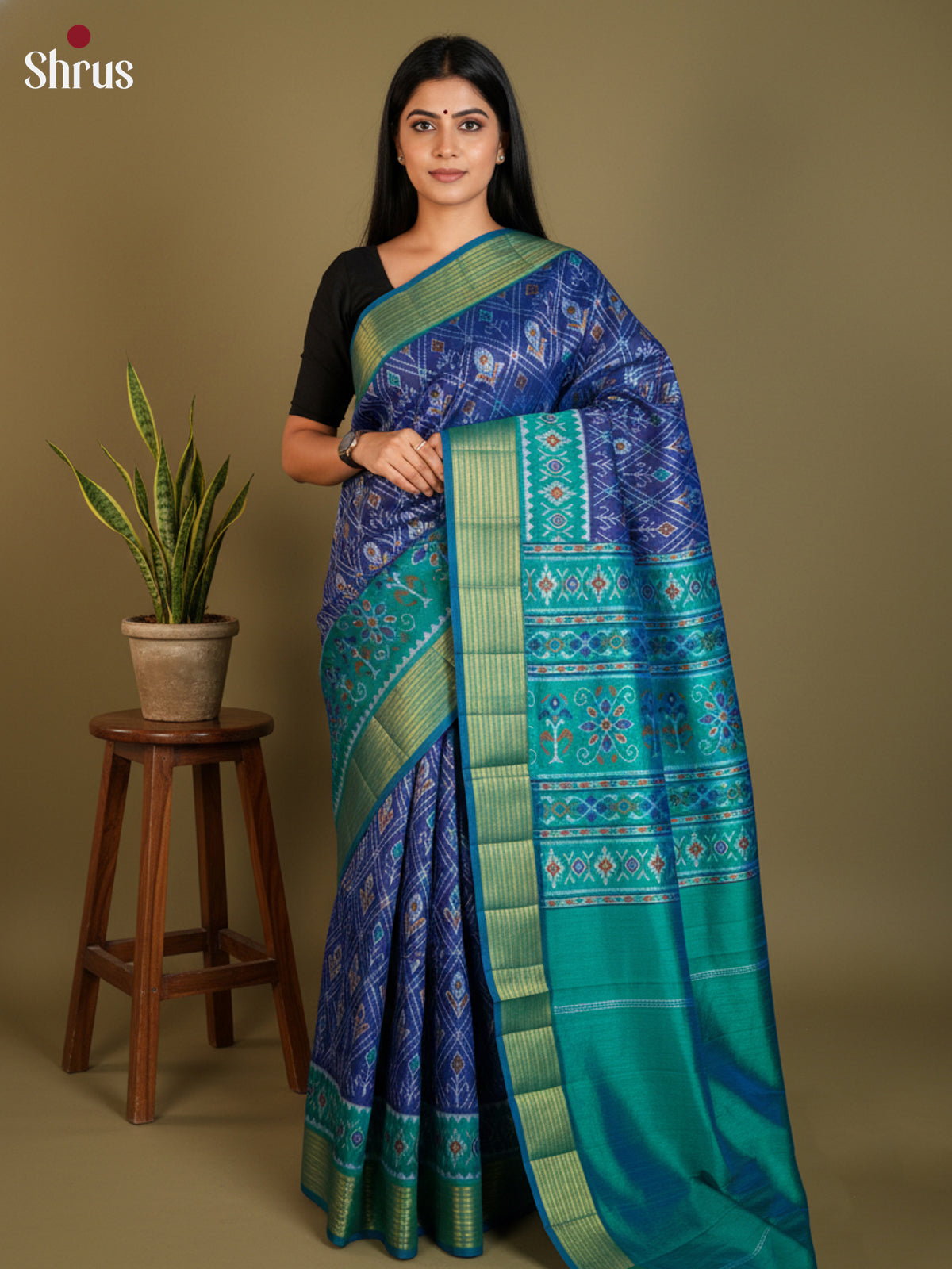 EAS12198 - Semi Patola-Regular Border Saree - Shop on Shrus.com