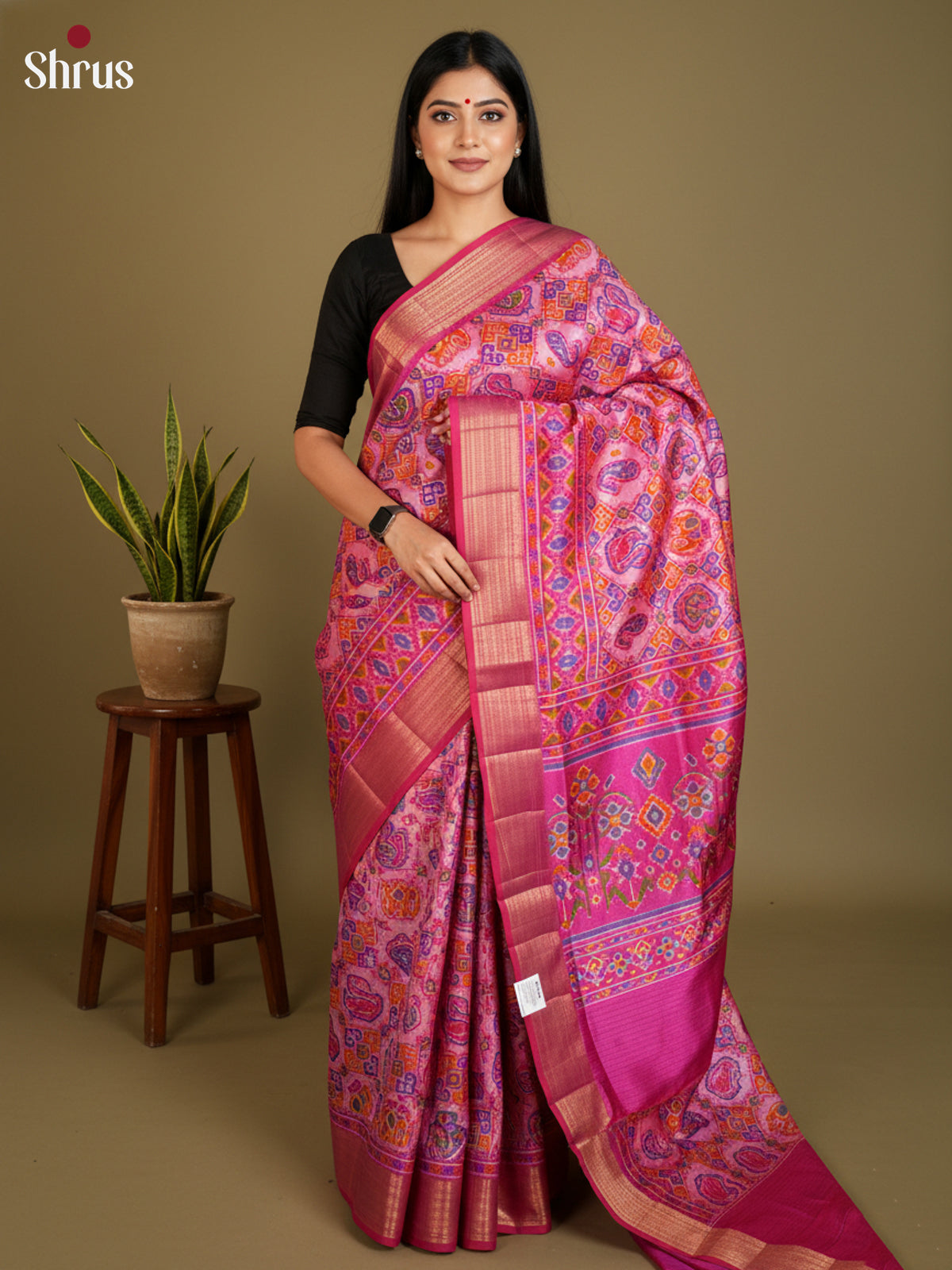 EAS12225 - Semi Patola-Regular Border Saree - Shop on Shrus.com