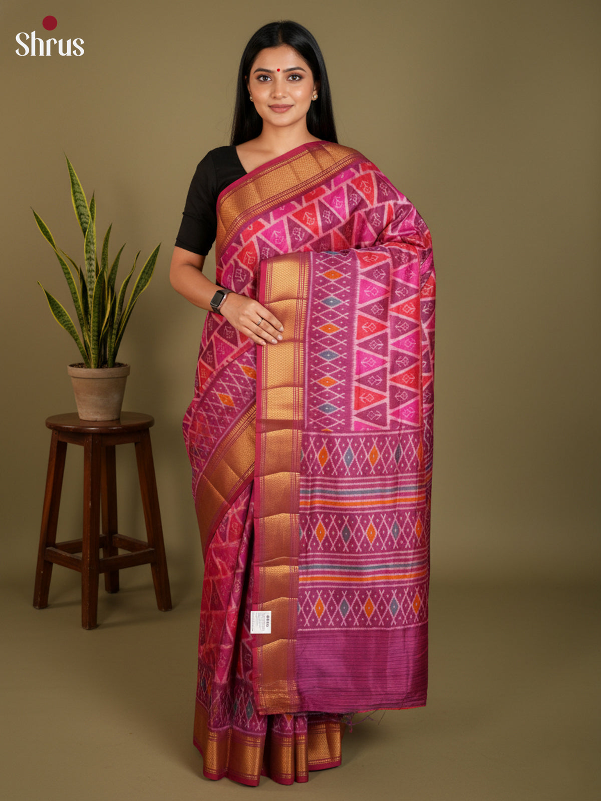 EAS12229 - Semi Patola-Regular Border Saree - Shop on Shrus.com