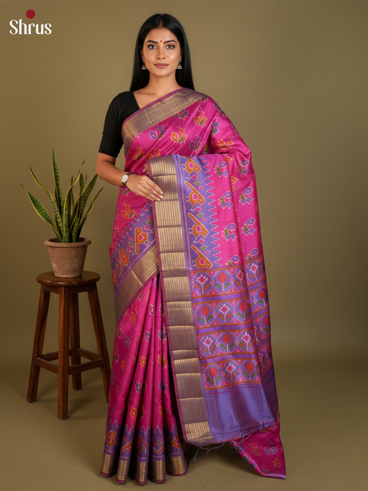 EAS12230 - Semi Patola-Regular Border Saree - Shop on Shrus.com