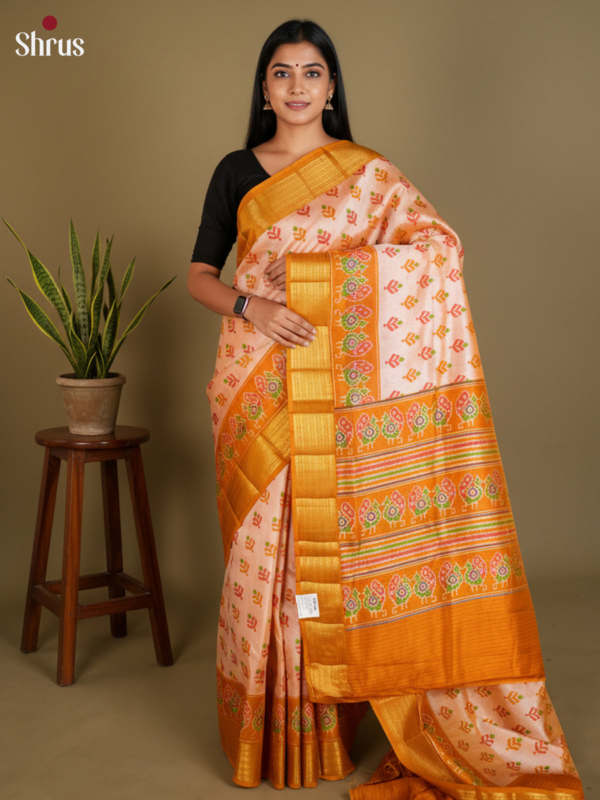 EAS12250 - Semi Patola-Regular Border Saree - Shop on Shrus.com