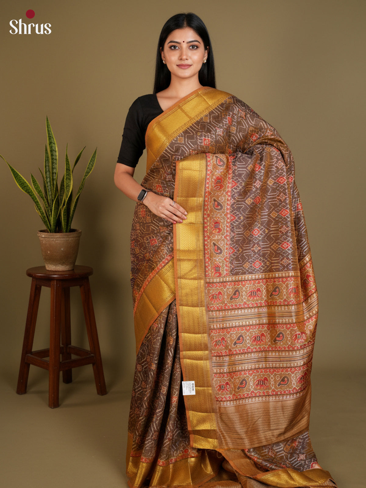 EAS12251 - Semi Patola-Regular Border Saree - Shop on Shrus.com