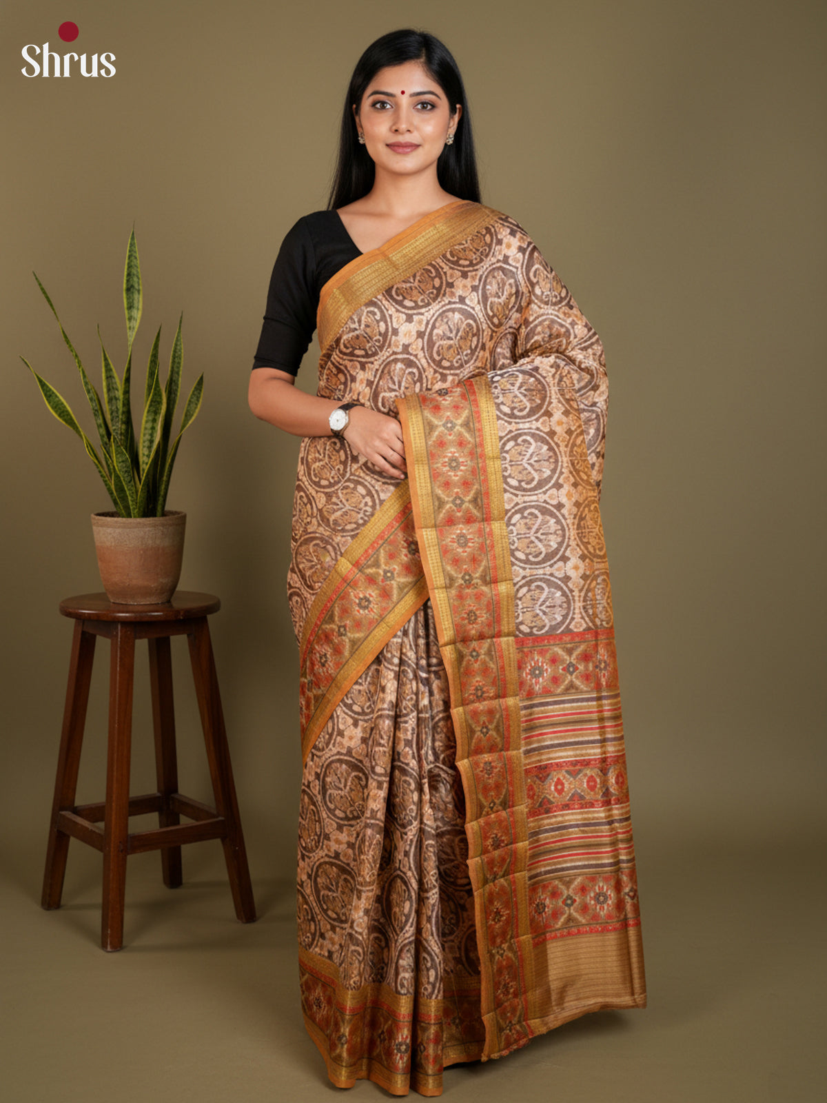 EAS12263 - Semi Patola -Rettapet border Saree