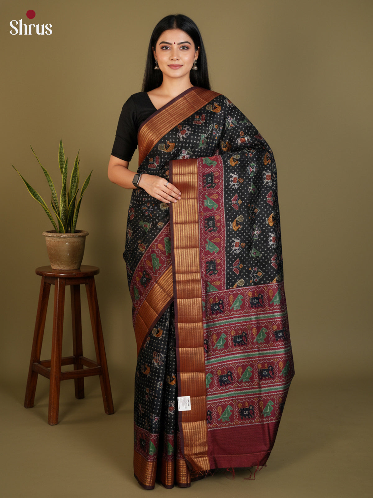EAS12278 - Semi Patola-Regular Border Saree - Shop on Shrus.com