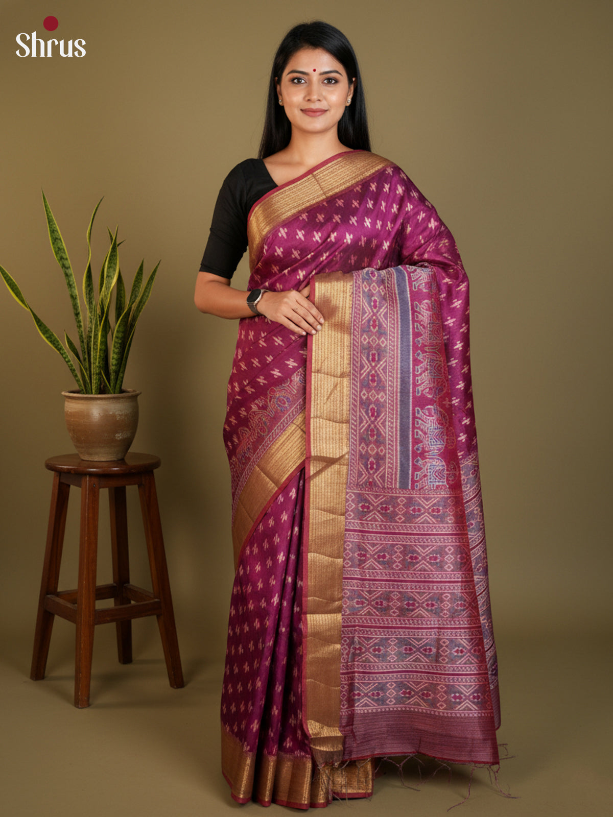 EAS12289 - Semi Patola-Regular Border Saree - Shop on Shrus.com