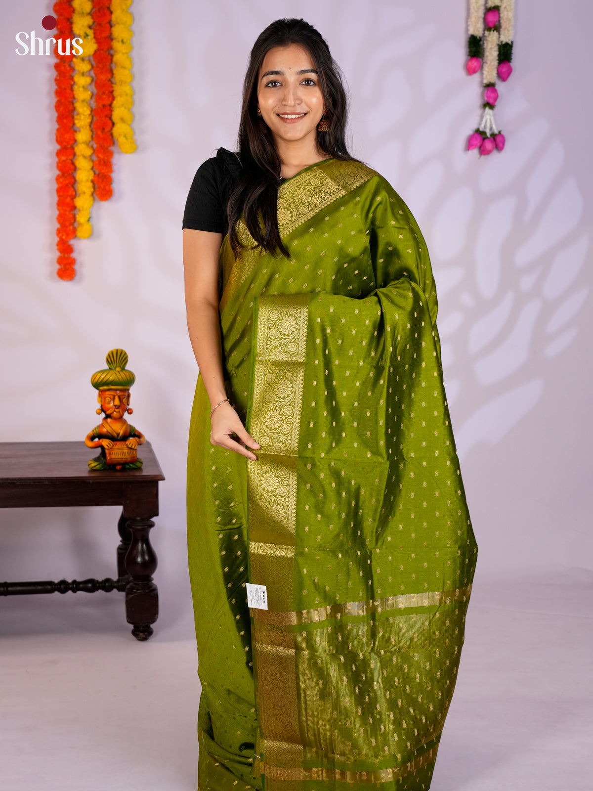 Green - Semi Rawsilk Saree - EAS21228 - Shop on Shrus.com