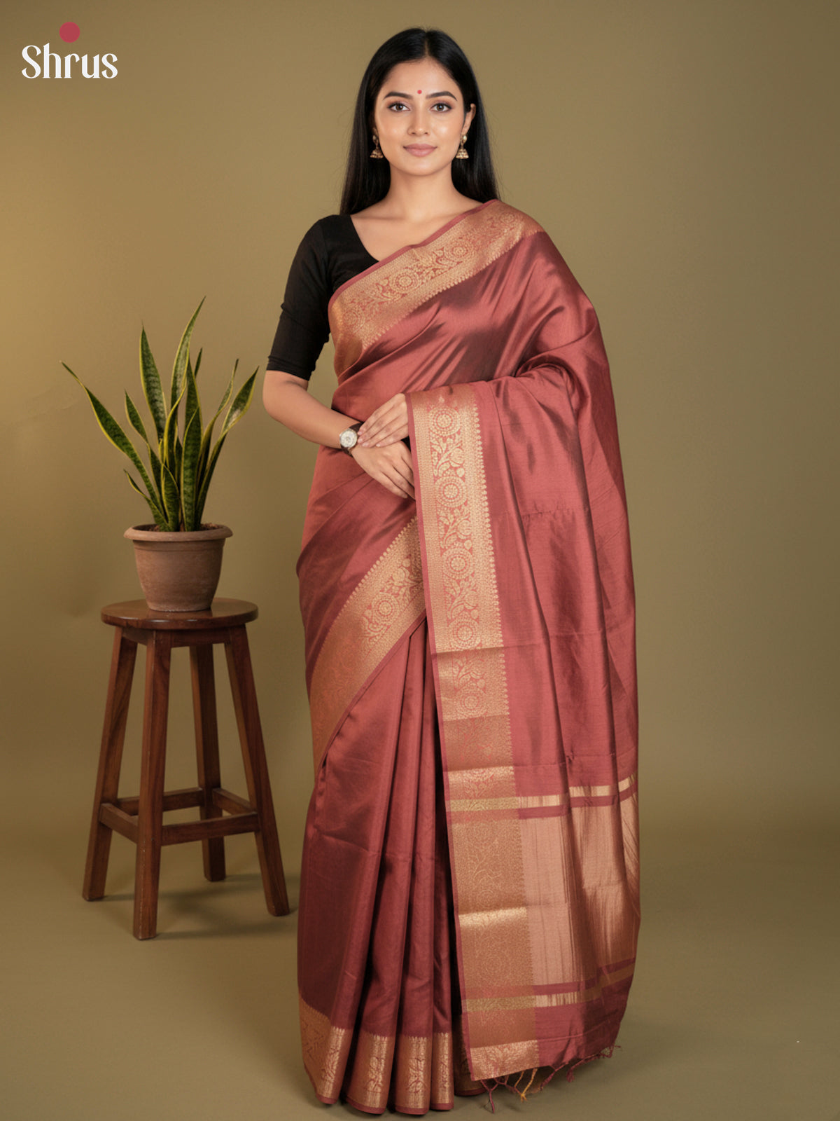 Arakku Maroon- Semi Rawsilk Saree - EAS21264 - Shop on Shrus.com