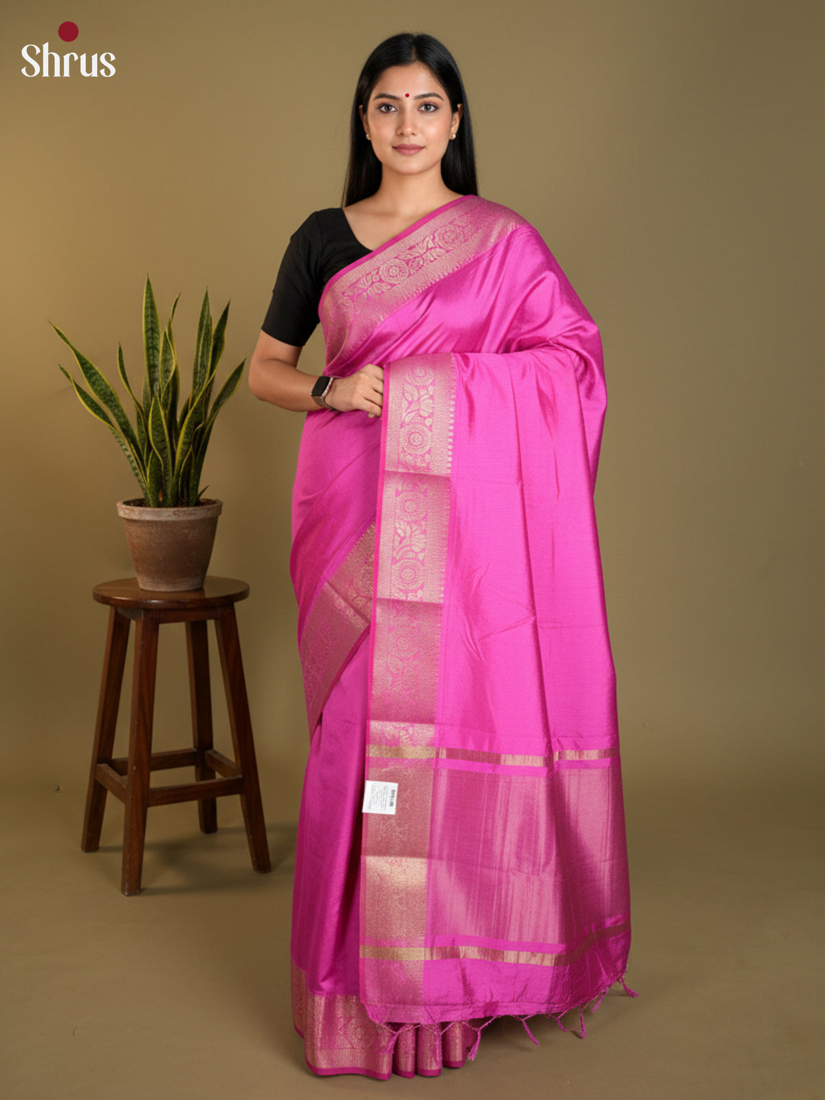 Pink - Semi Rawsilk Saree-EAS21265 - Shop on Shrus.com