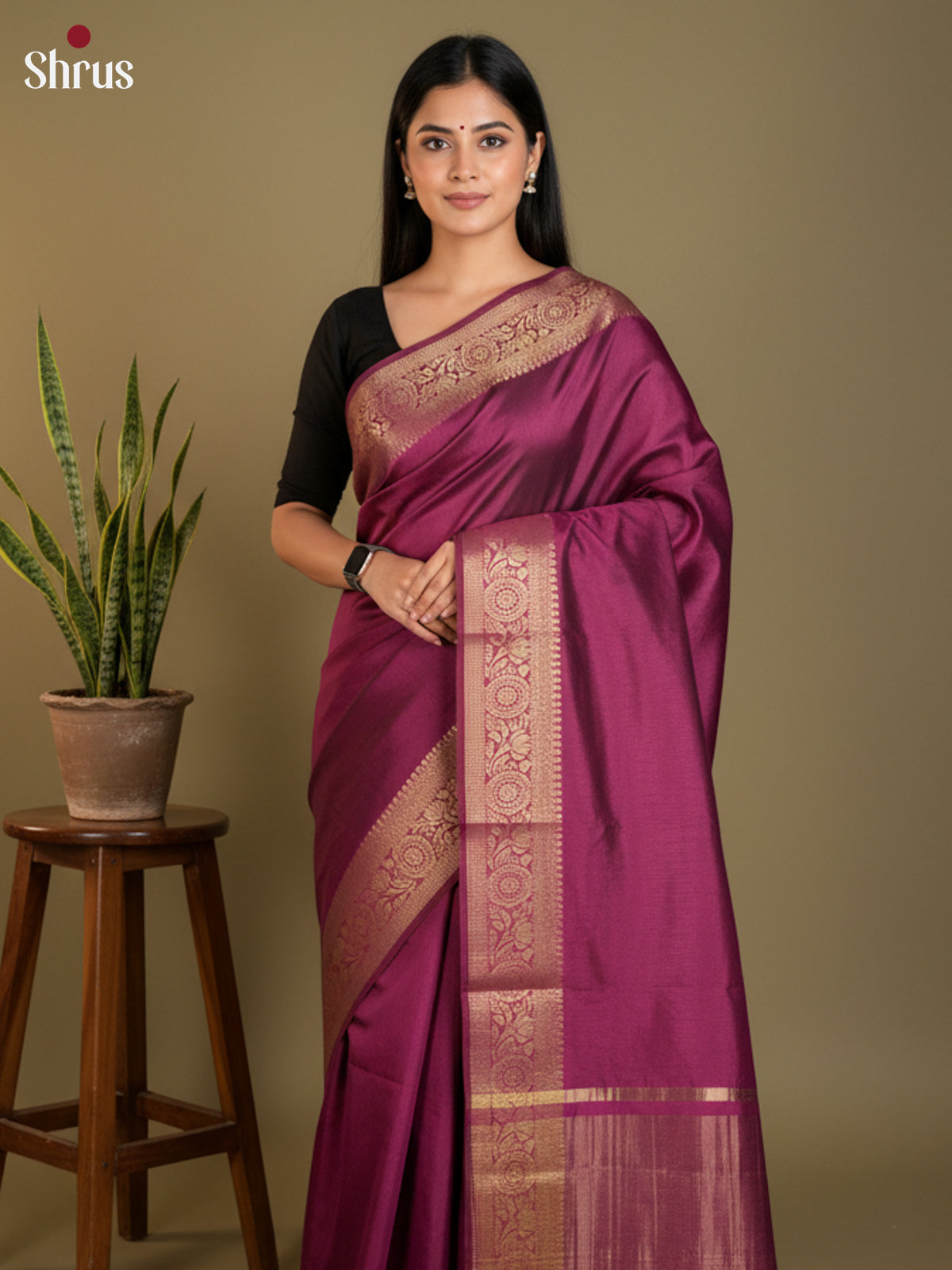 Purple - Semi Rawsilk Saree - EAS21267 - Shop on Shrus.com
