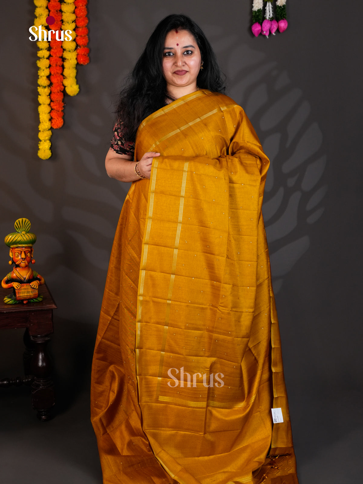 Mustard - Semi Rawsilk - Saree-EAS22004 - Shop on Shrus.com