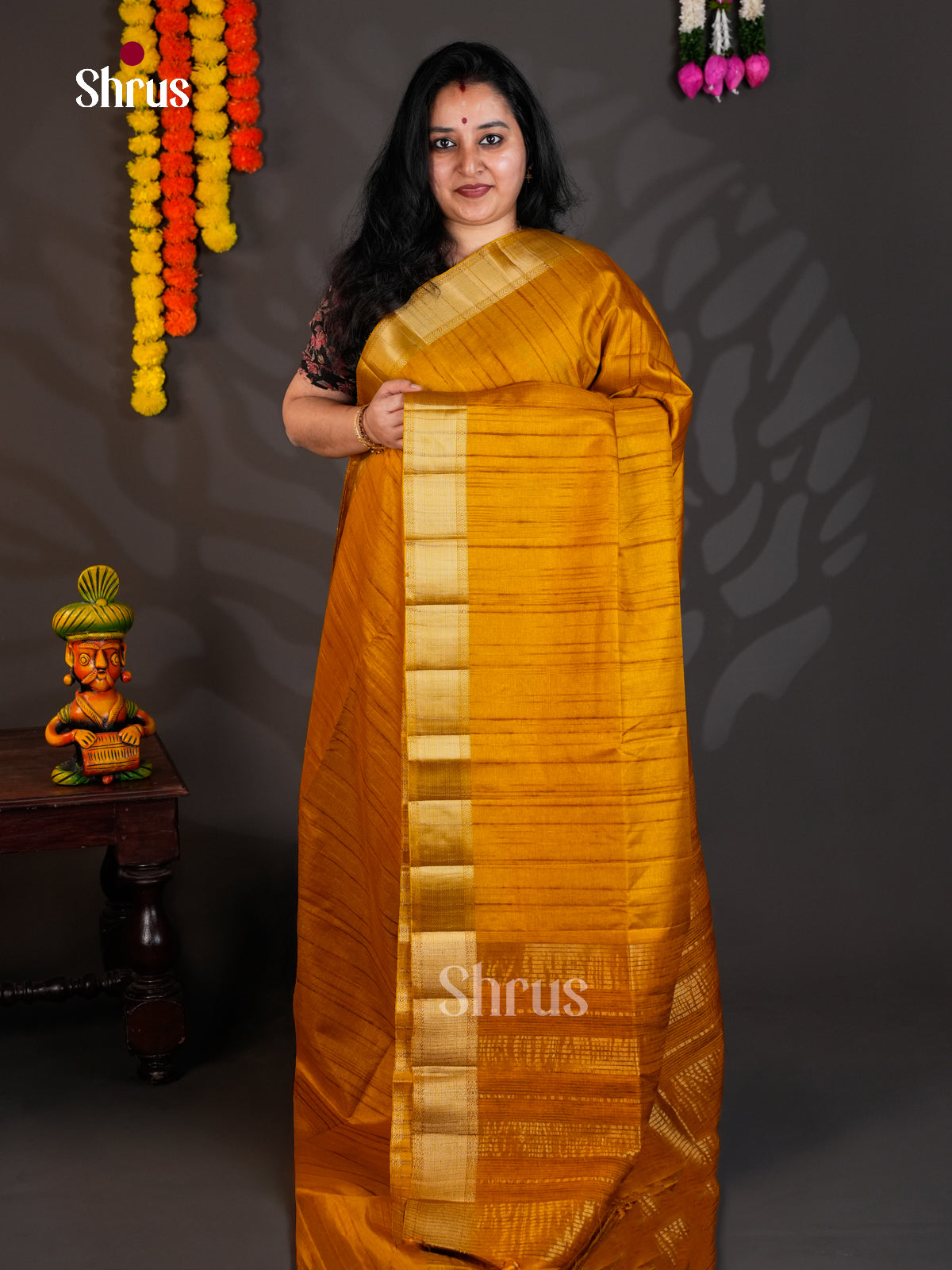 Mustard - Semi Rawsilk - Saree-EAS22009 - Shop on Shrus.com