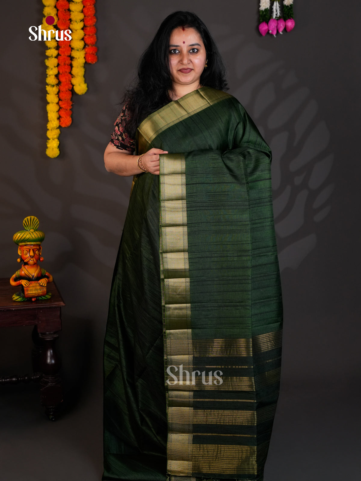 Green - Semi Rawsilk - Saree - EAS22010 - Shop on Shrus.com