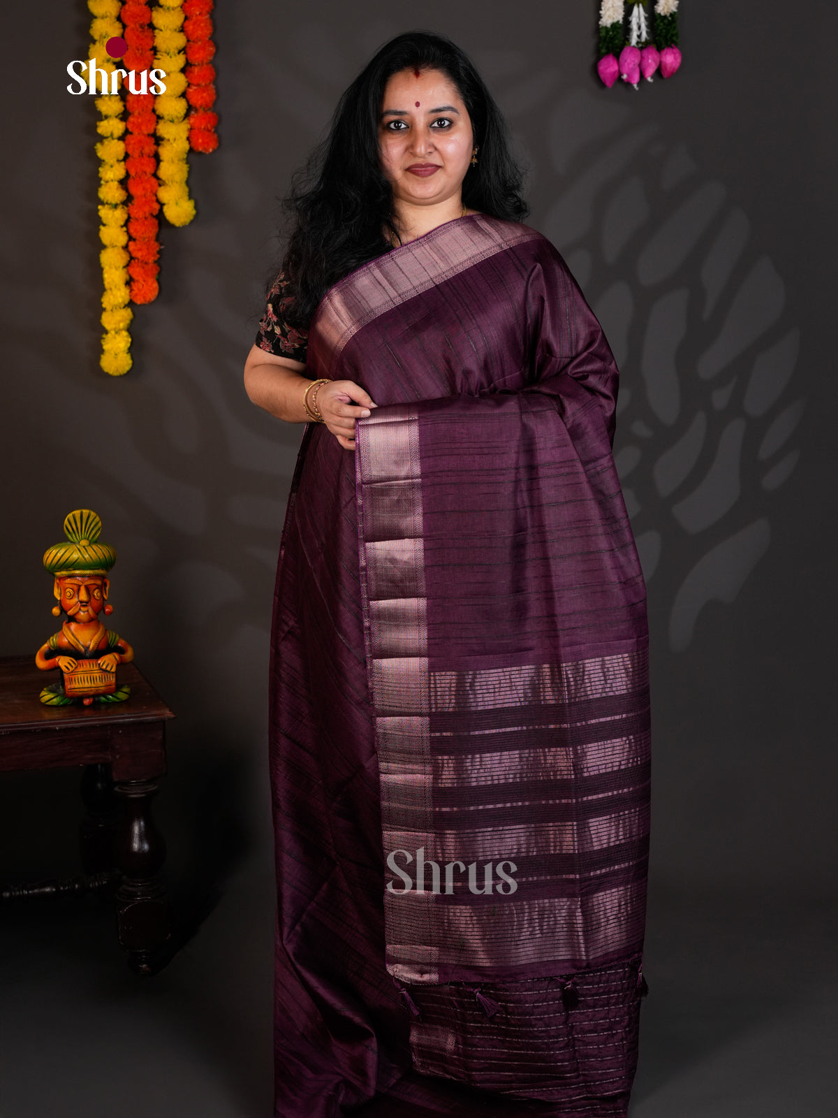 Purple - Semi Rawsilk - Saree -EAS22012 - Shop on Shrus.com