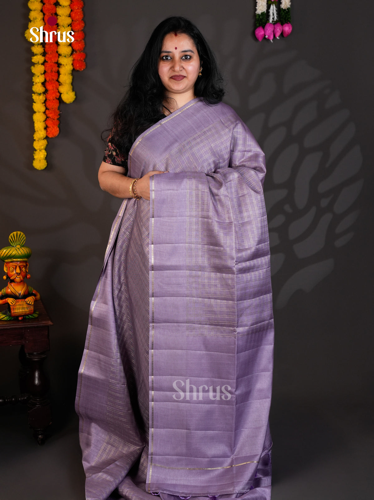 Lavender- Semi Rawsilk - Saree- EAS22015 - Shop on Shrus.com