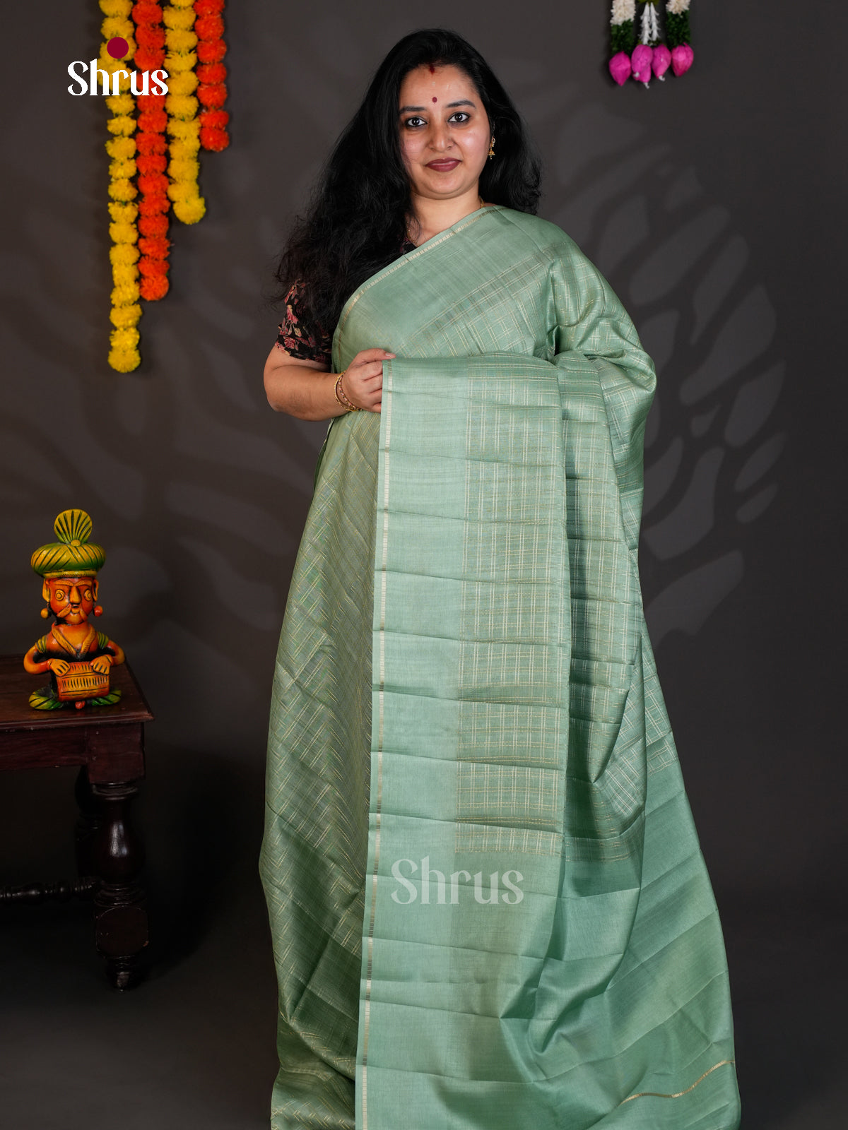 Pastel Green - Semi Rawsilk - Saree- EAS22016 - Shop on Shrus.com