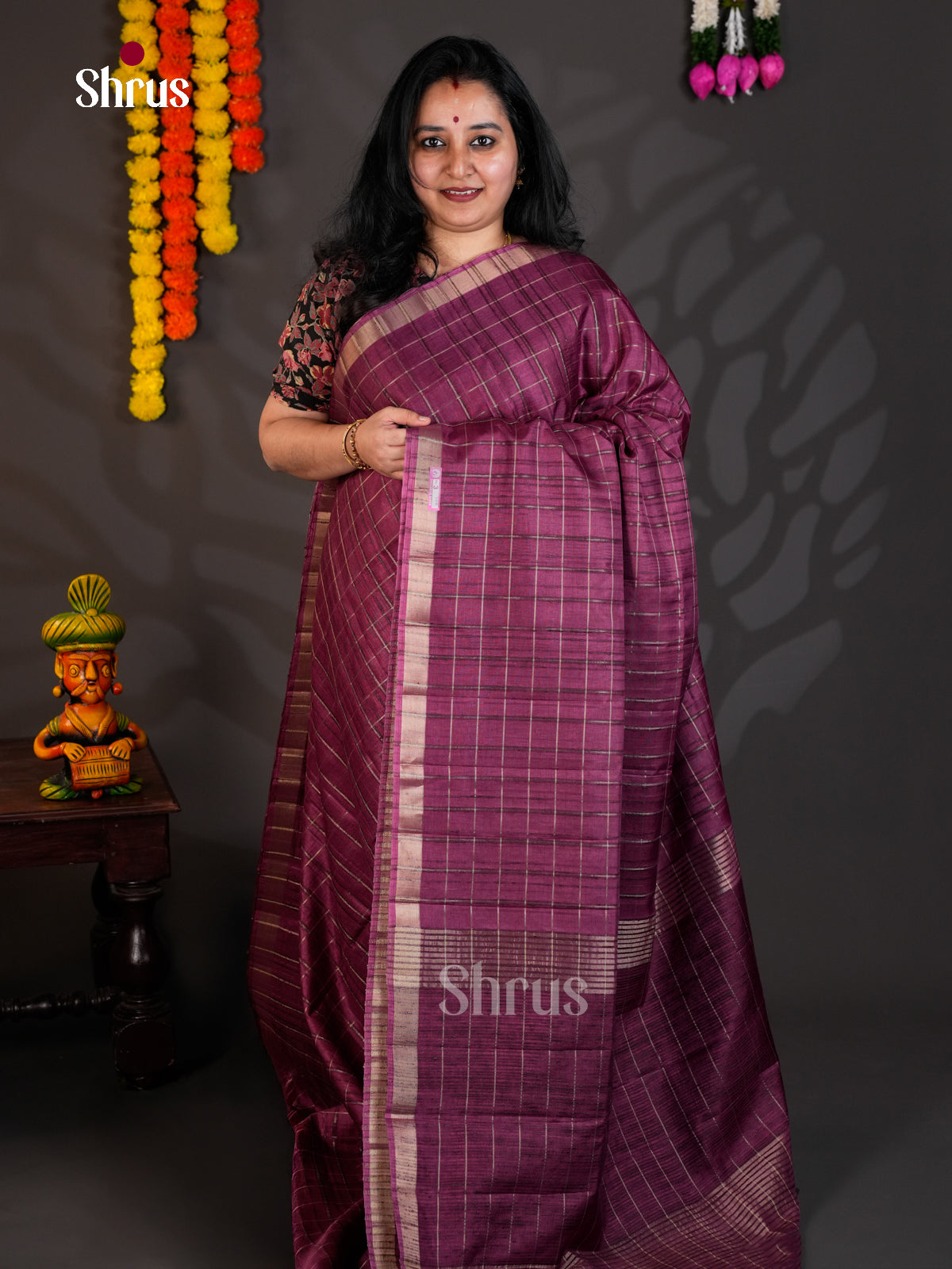 Purple - Semi Rawsilk - Saree -EAS22025 - Shop on Shrus.com