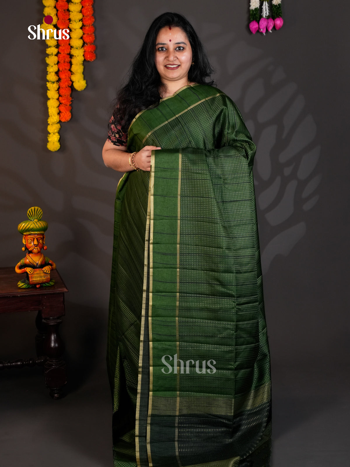Green- Semi Rawsilk - Saree - EAS22030 - Shop on Shrus.com