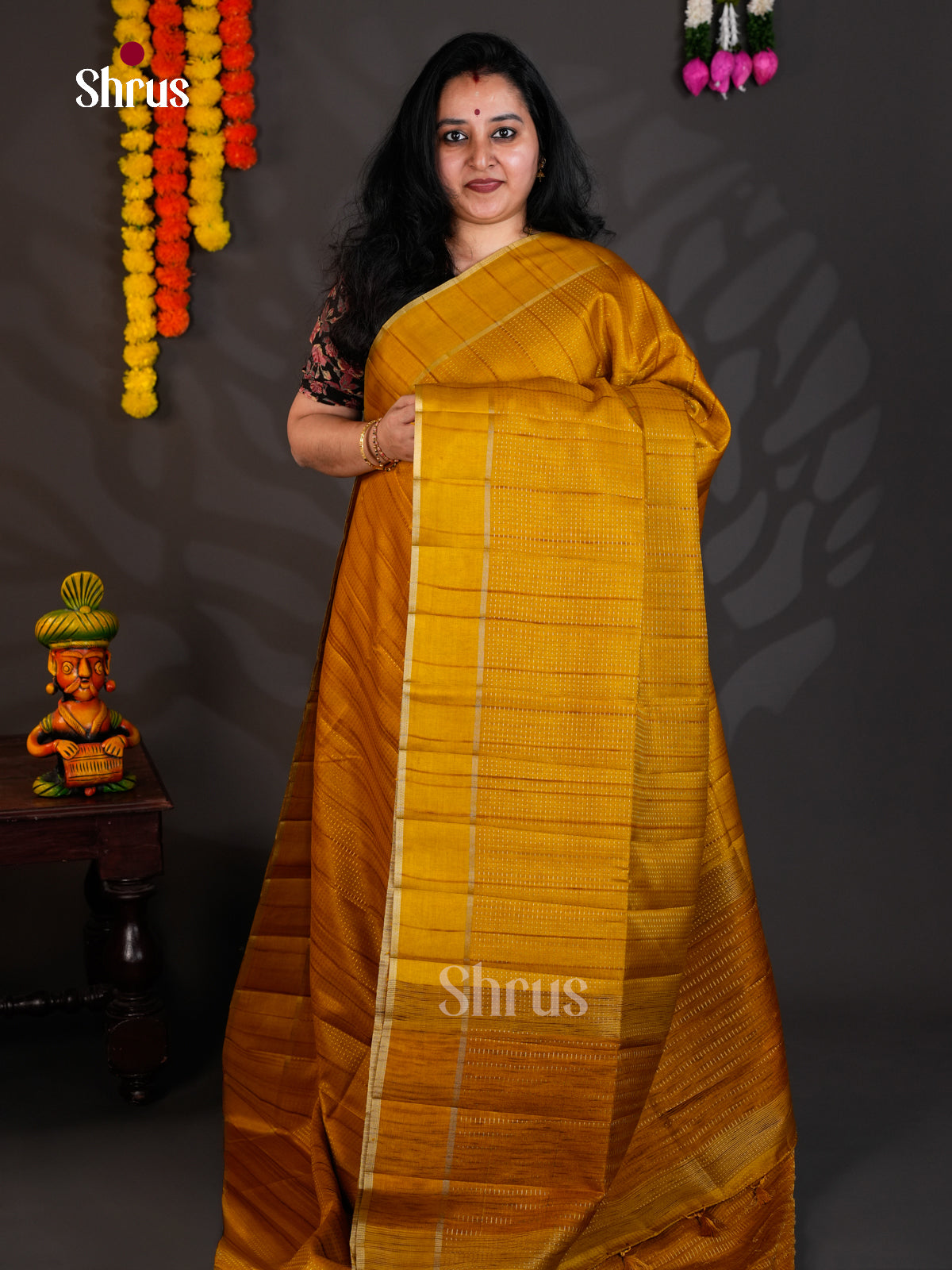 Mustard - Semi Rawsilk - Saree- EAS22032 - Shop on Shrus.com