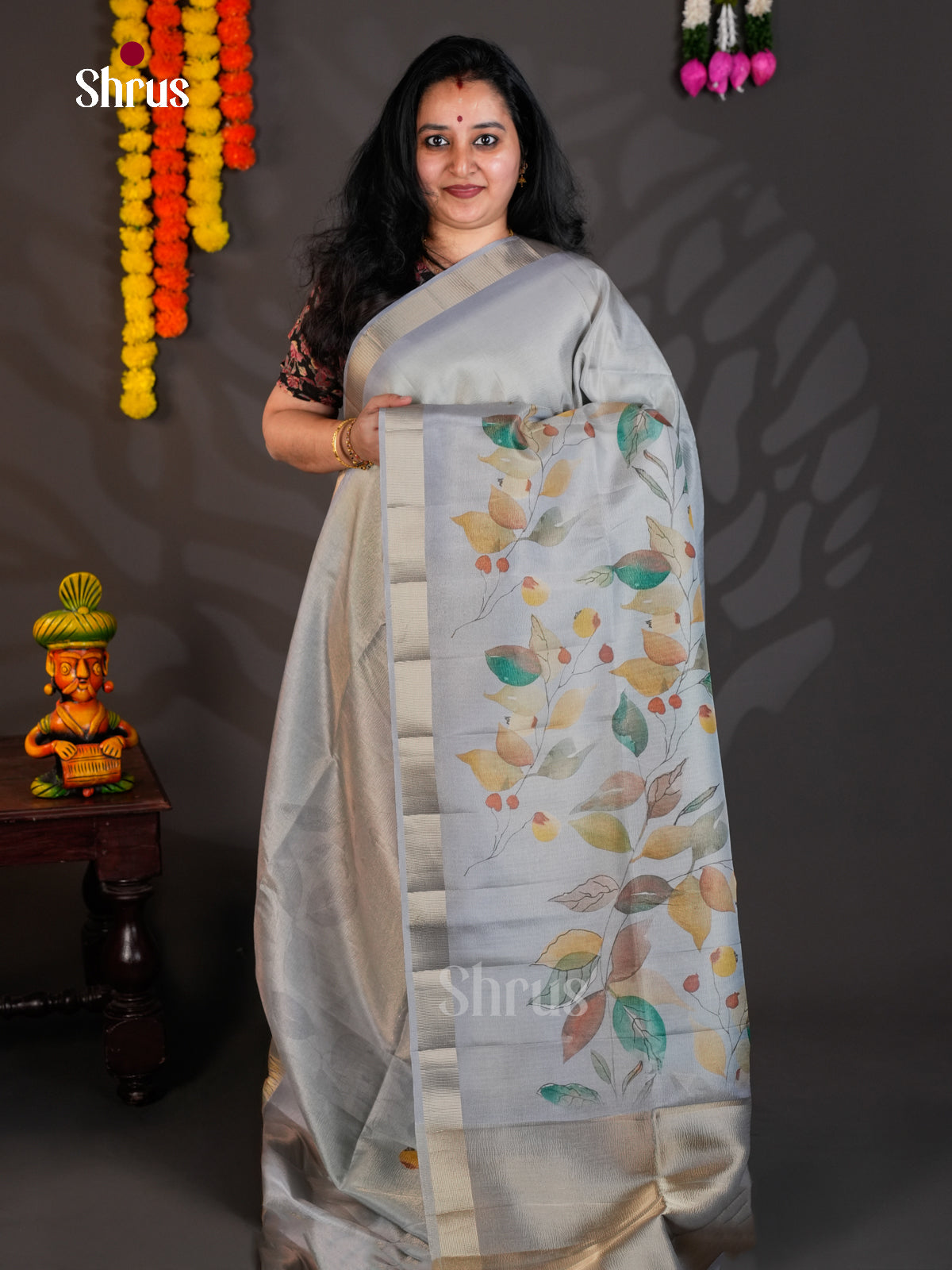 Blue - Semi Rawsilk - Saree- EAS22042 - Shop on Shrus.com