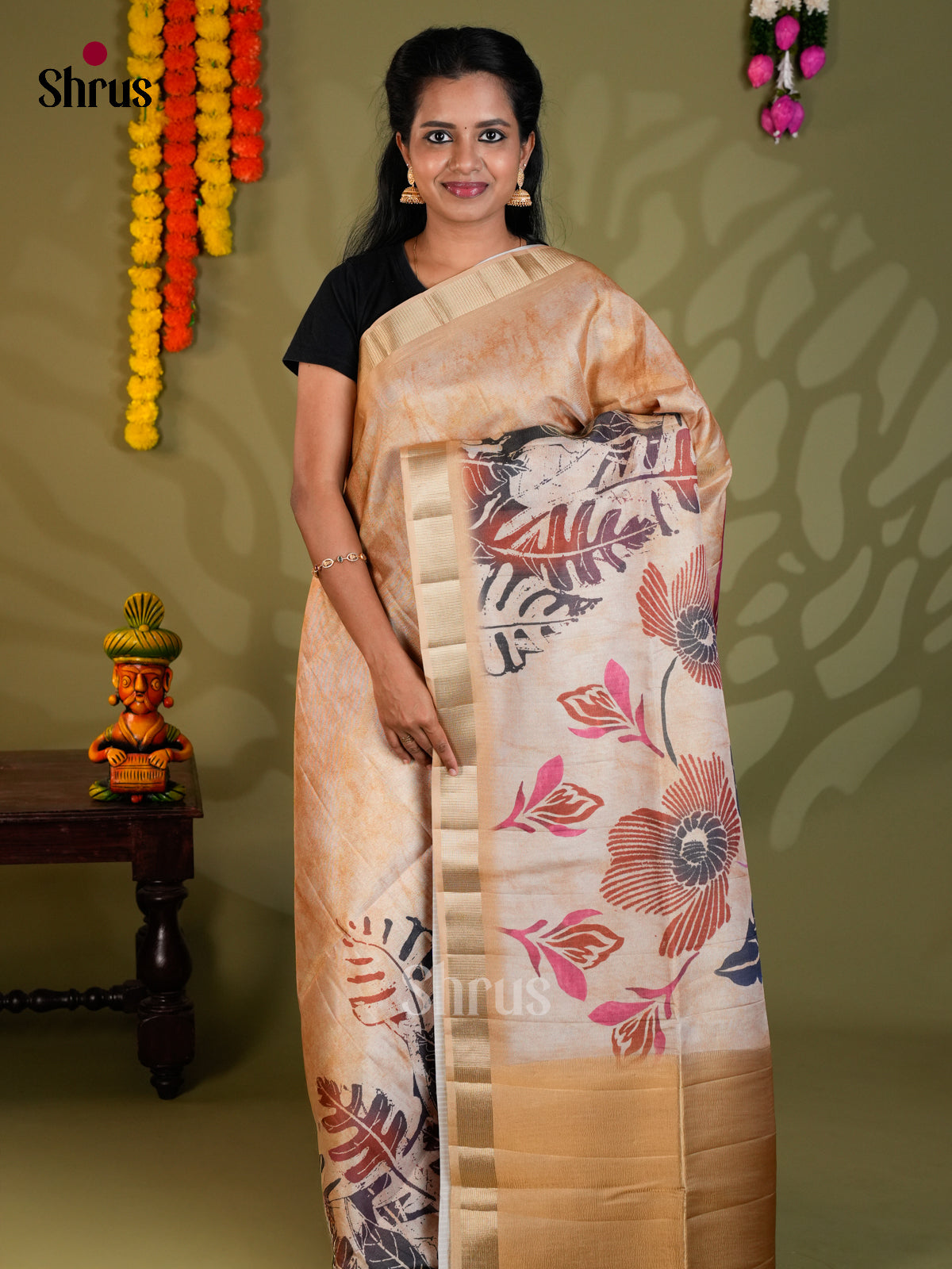 Peach - Semi Rawsilk - Saree - EAS22044 - Shop on Shrus.com