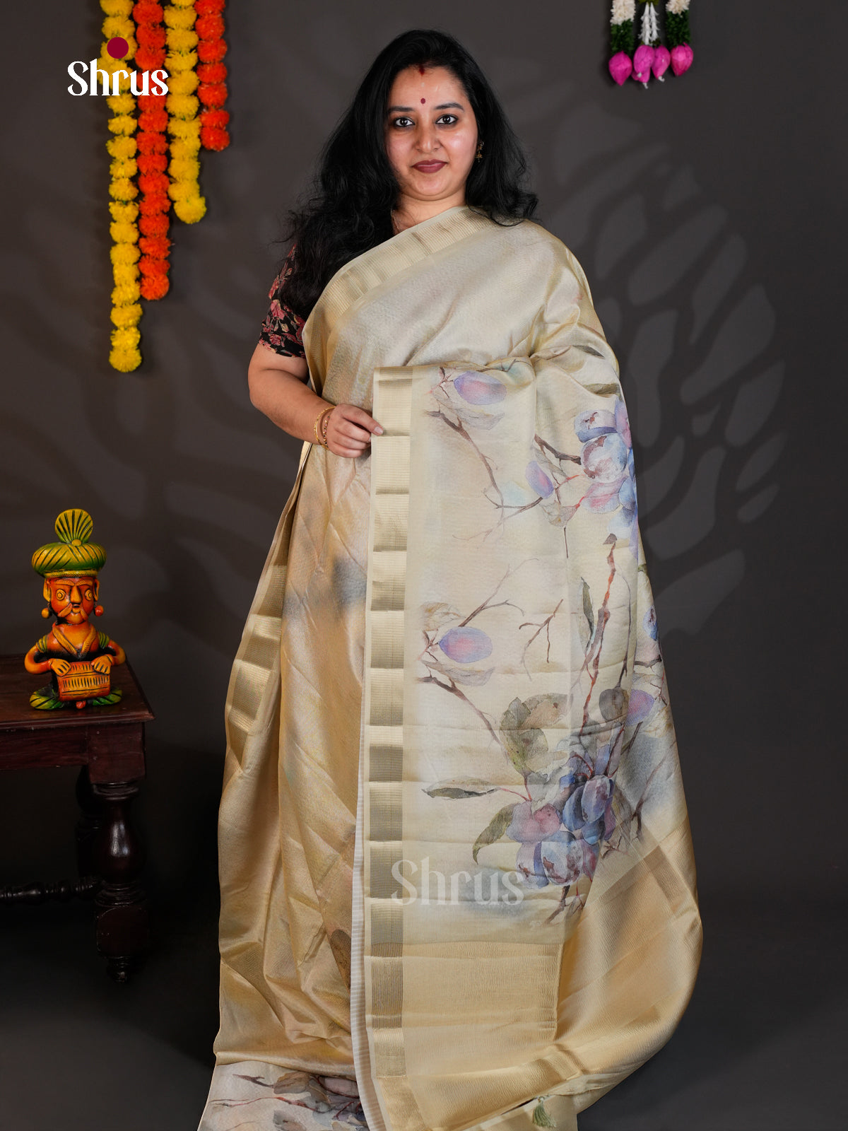 Grey - Semi Rawsilk - Saree-EAS22045 - Shop on Shrus.com