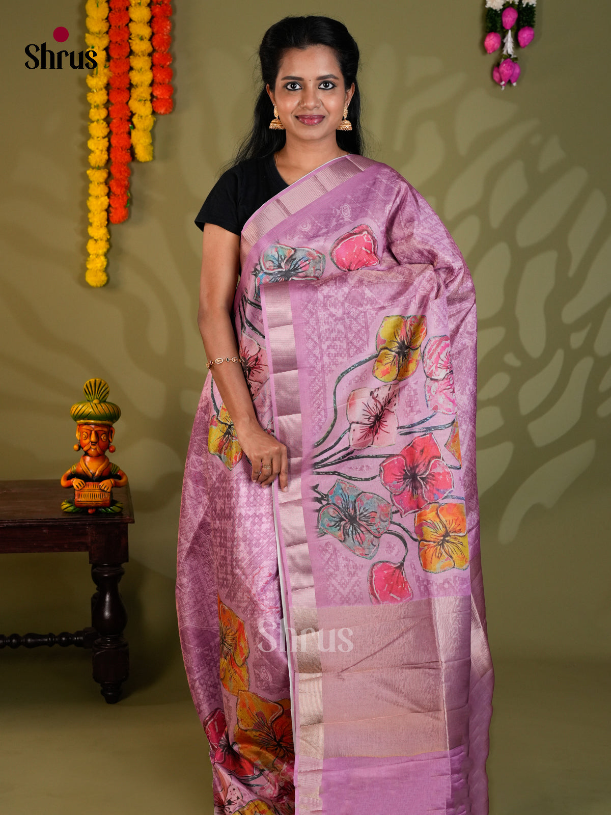 Lavender - Semi Rawsilk - Saree-EAS22055 - Shop on Shrus.com